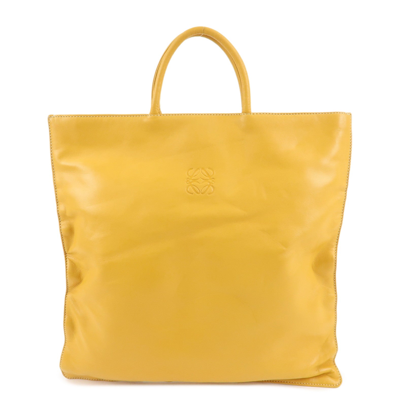 LOEWE-Anagram-Nappa-Aire-Leather-Tote-Bag-Shoulder-Bag-Yellow