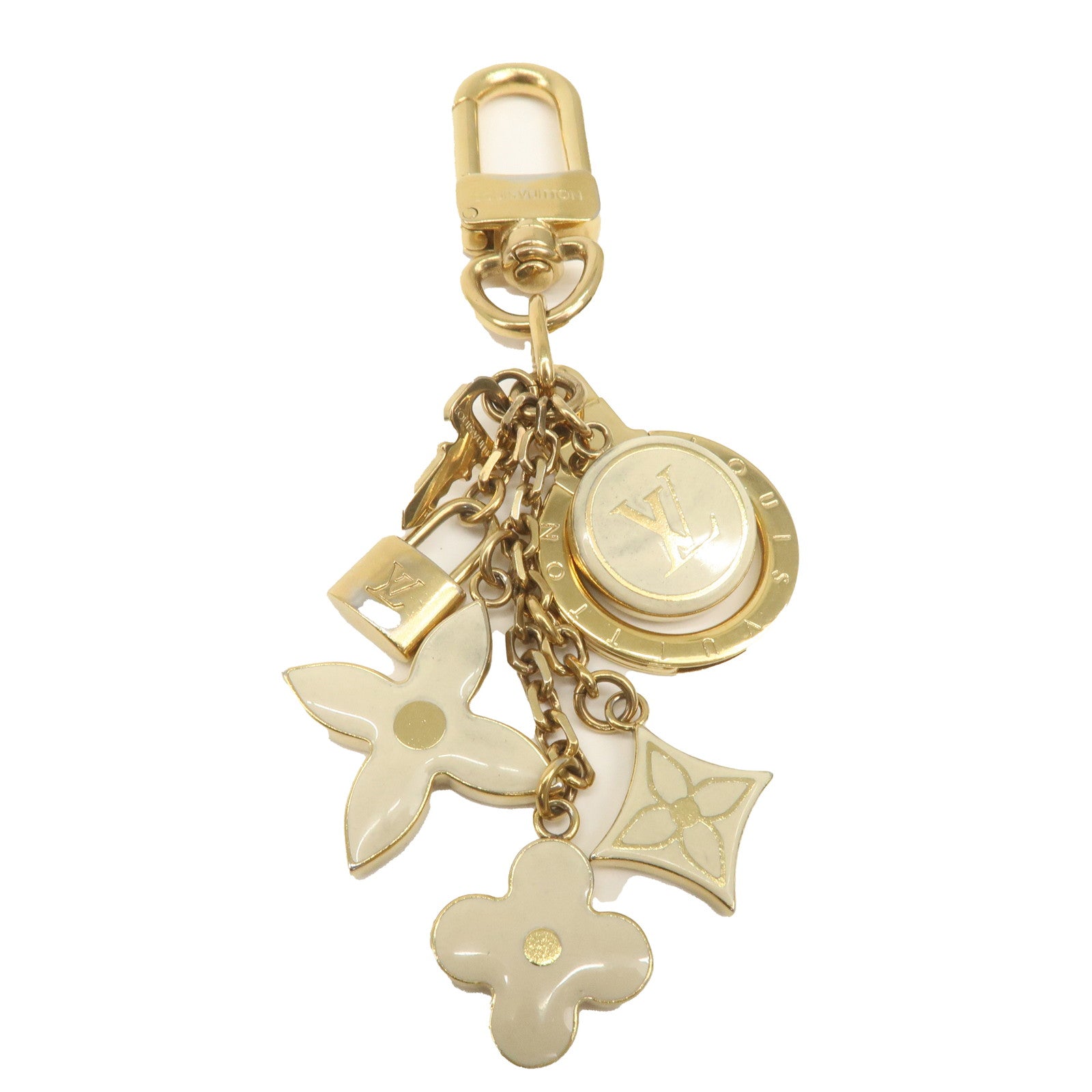 Louis Vuitton Porte Cles Pampille Bag Charm Gold Ivory M91927