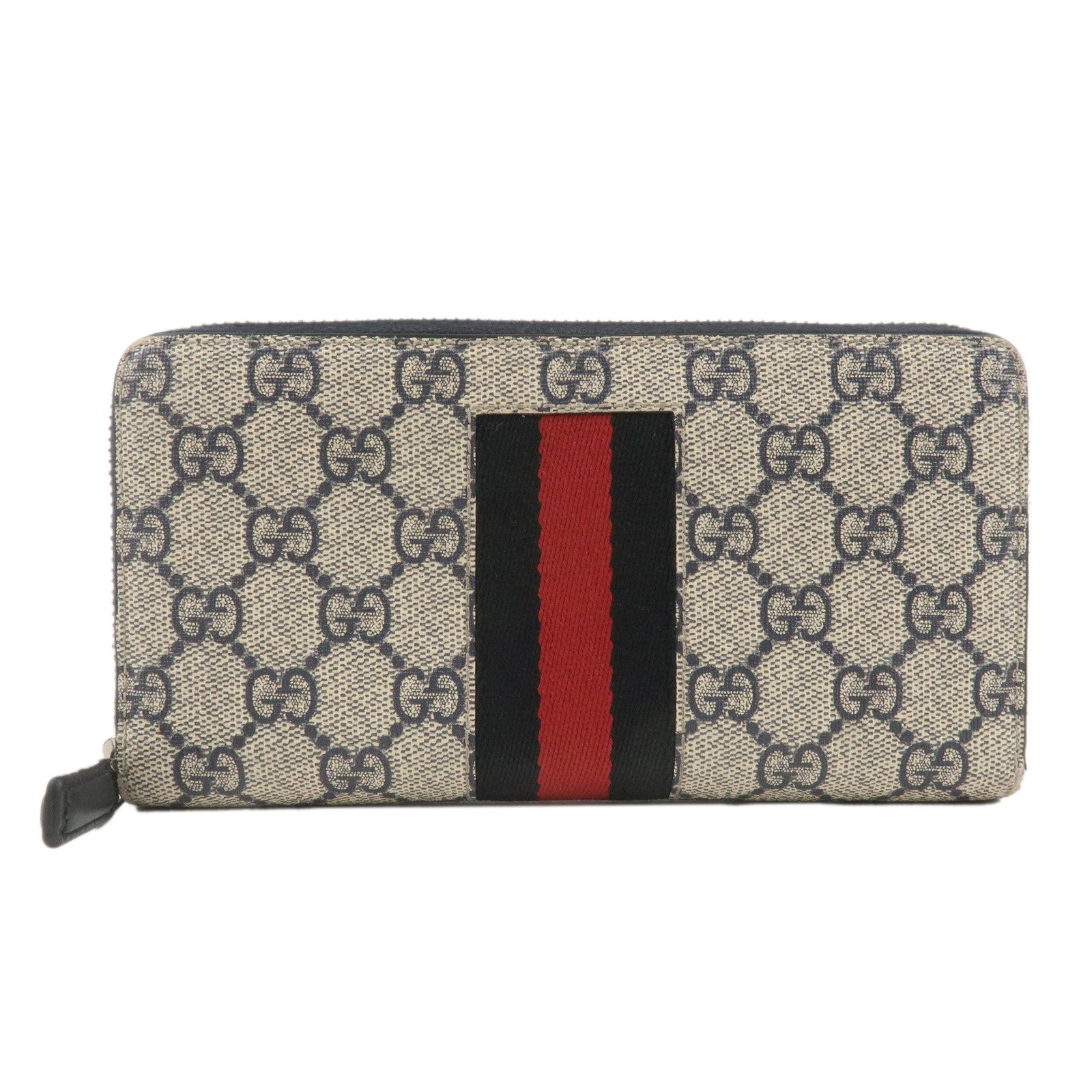 Gucci-Sherry-GG-Supreme-Leather-Round-Zipper-Long-Wallet-408831