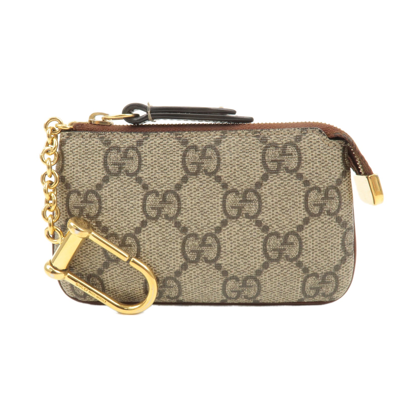 GUCCI-GGSupreme-Leather-Coin-Case-Key-Case-Beige-Brown-447964