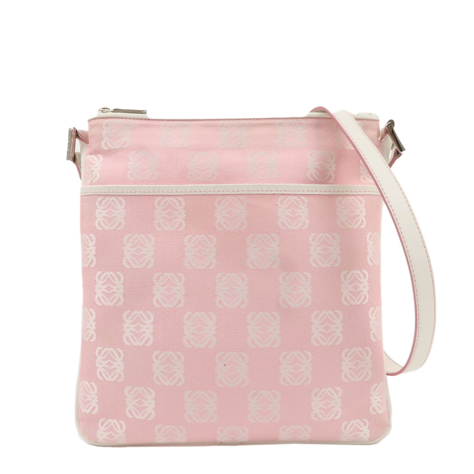 LOEWE-Anagram-Canvas-Leather-Shoulder-bag-Pink