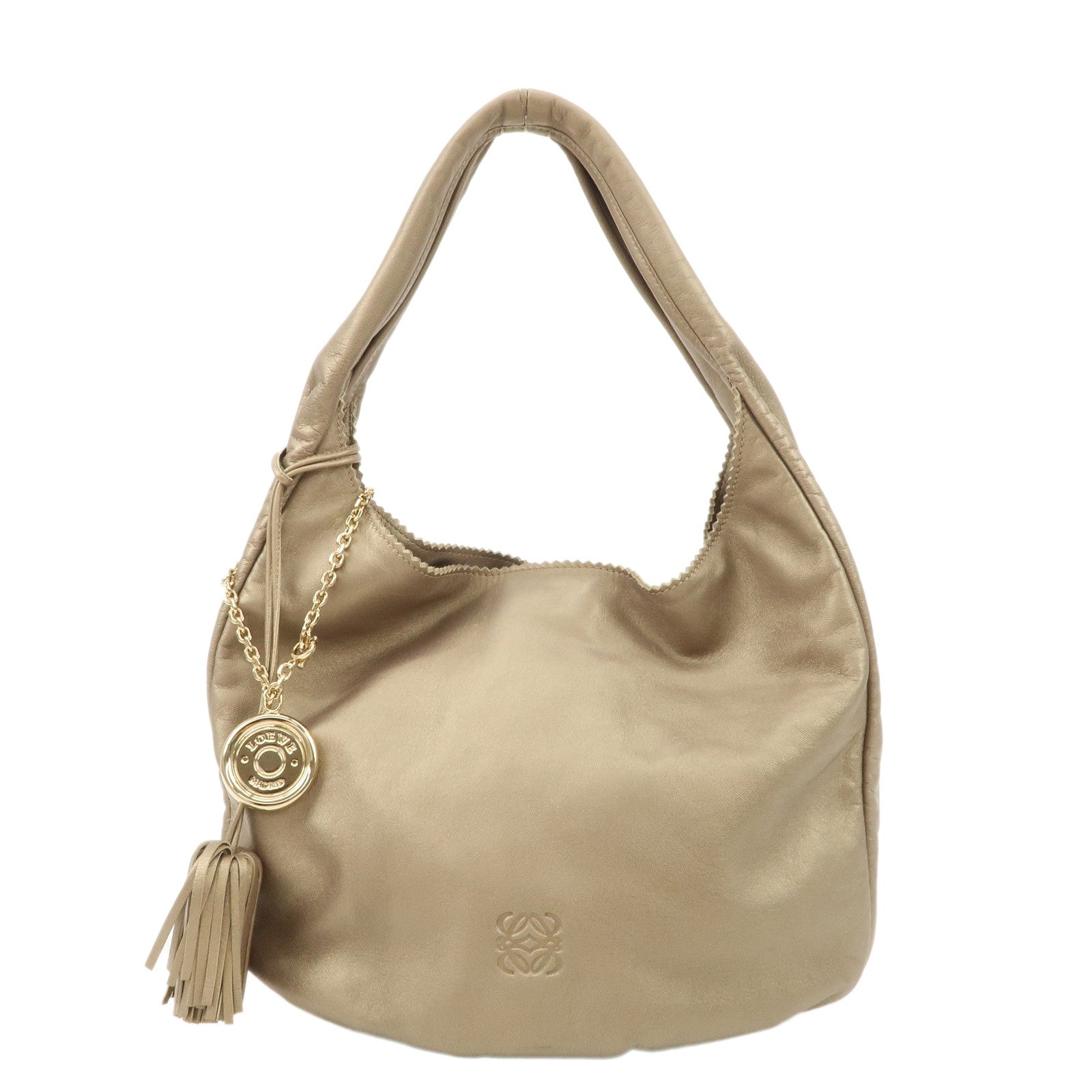 LOEWE-Leather-Viento-One-Shoulder-Bag-Gold