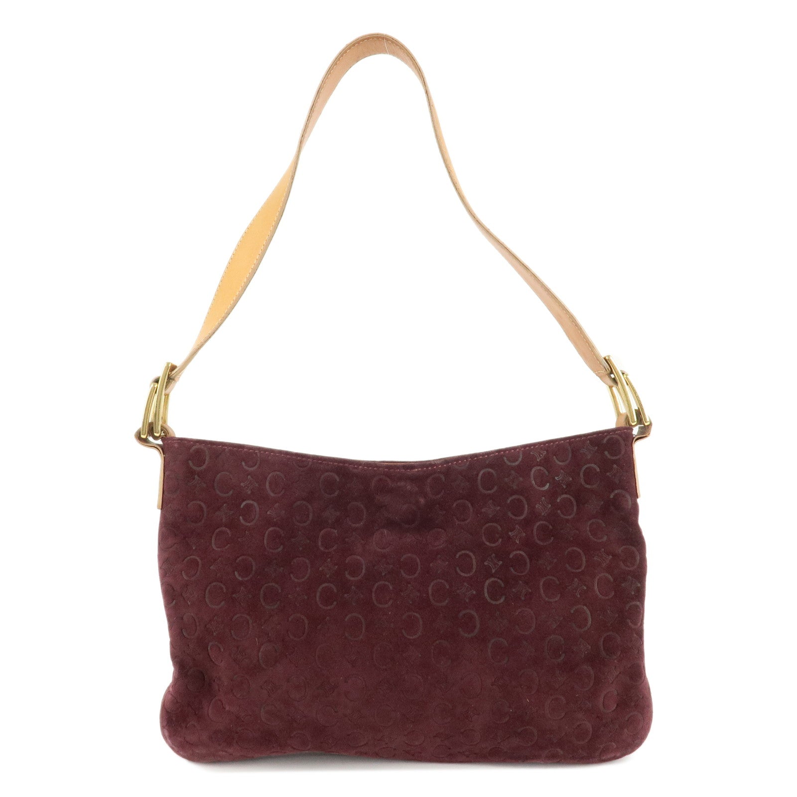 CELINE-Macadam-Suede-Leather-Shoulder-Bag-Hand-Bag-Purple