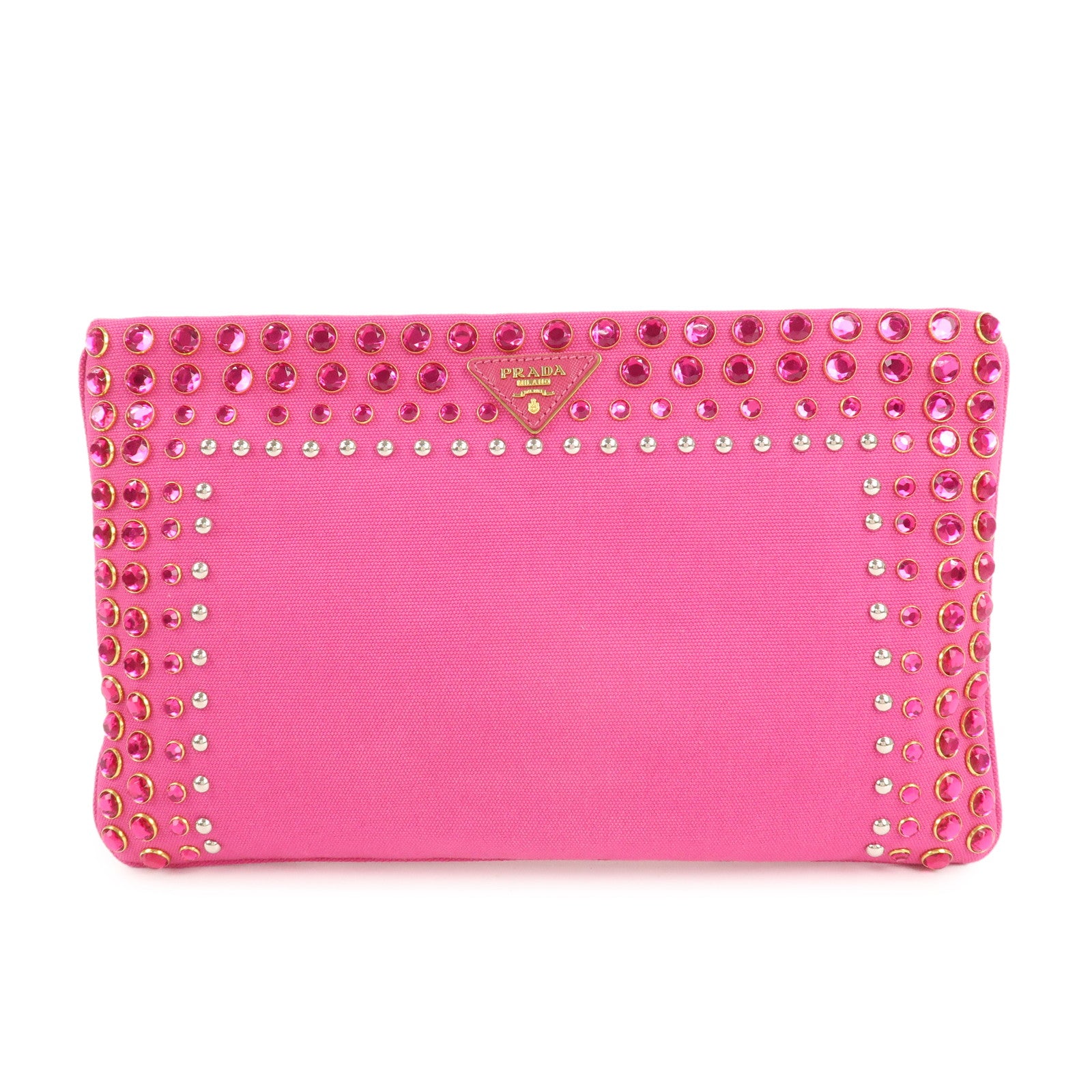 PRADA-Canvas-Bijoux-Studded-Clutch-Bag-Pink-BP521O