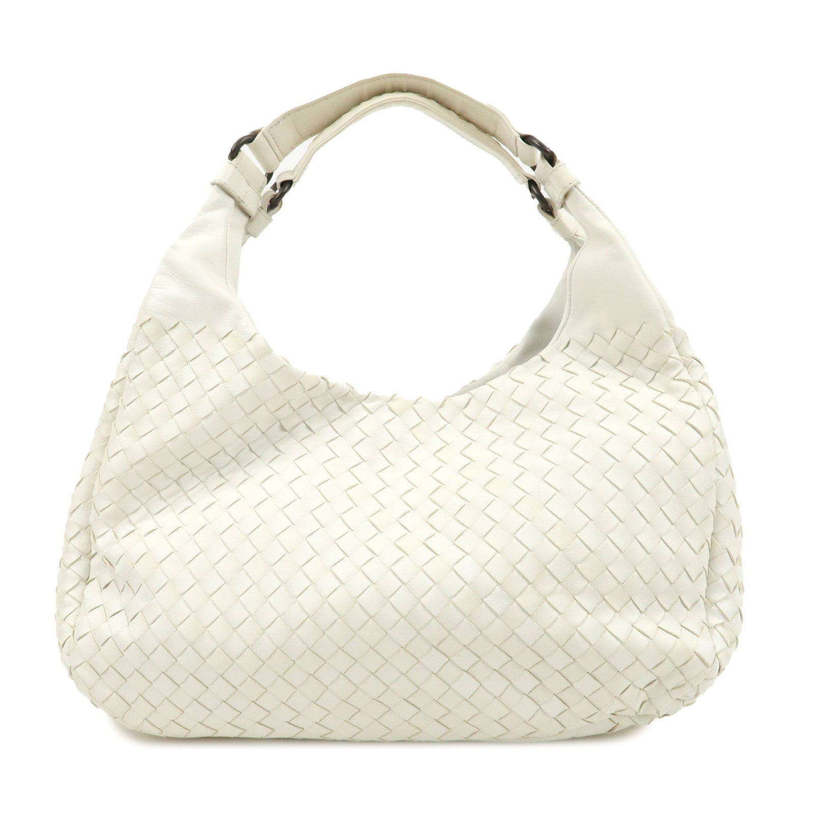 BOTTEGA-VENETA-Intrecciato-Leather-Shoulder-Bag-White-125787