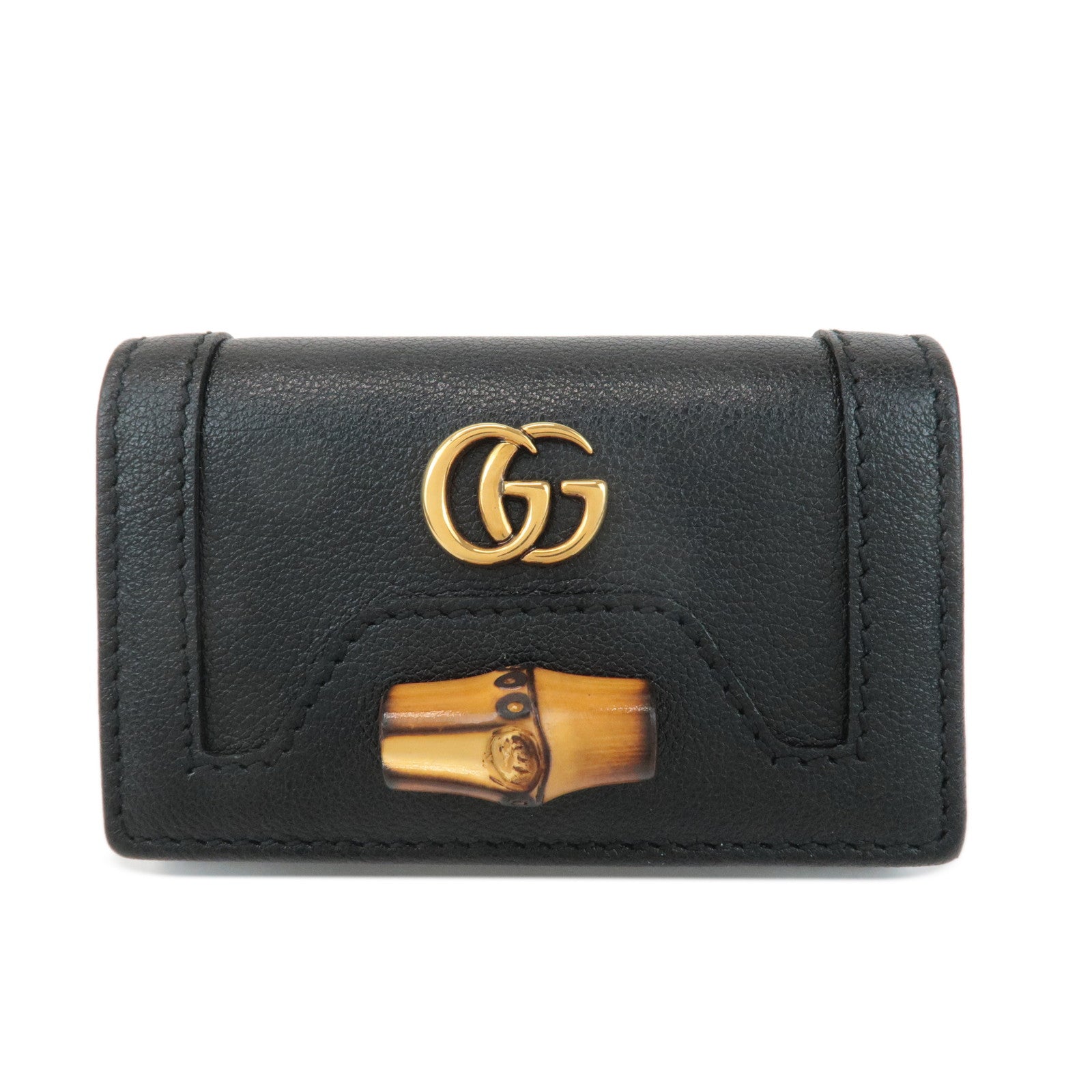 GUCCI-GG-Marmont-Bamboo-Leather-6-Rings-Key-Case-Black-658636