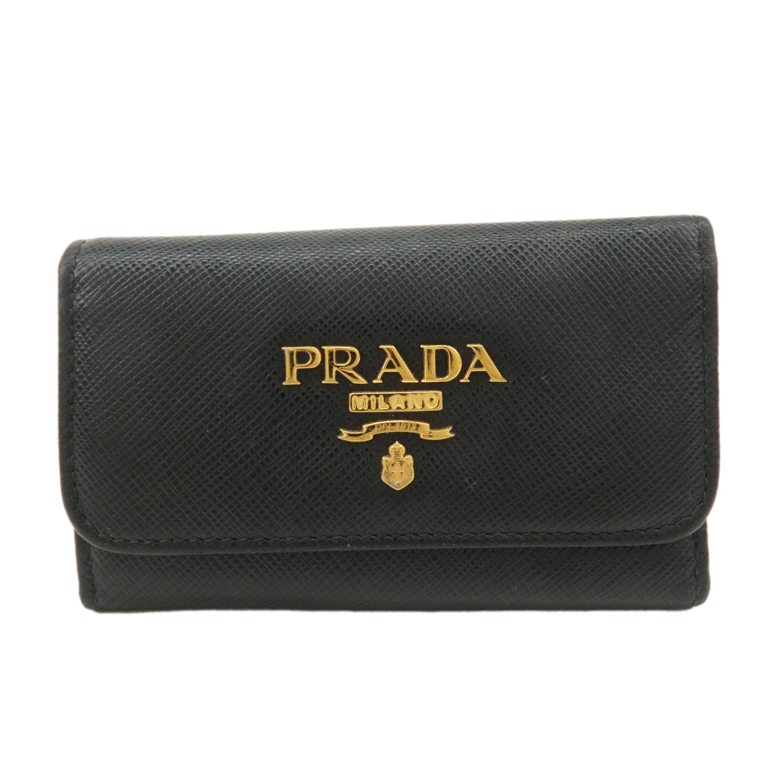 PRADA Leather 6 KeyHook Key Case Key Holder NERO Black 1PG222