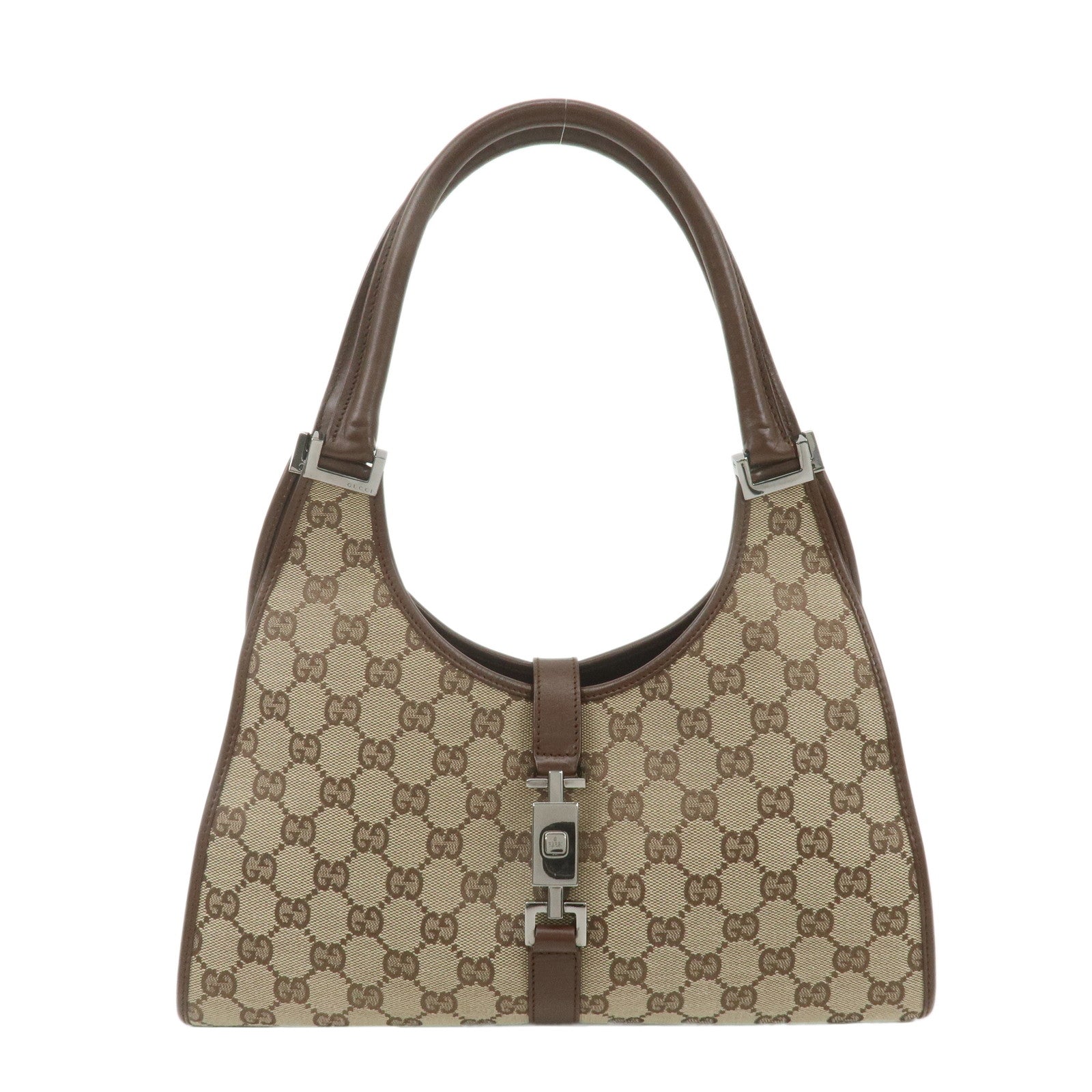 GUCCI-Jackie-GG-Canvas-Leather-Shoulder-Bag-Beige-Brown-1719