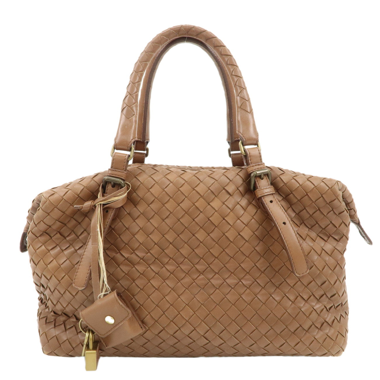 BOTTEGA-VENETA-Intrecciato-Leather-Boston-Bag-Brown-173398