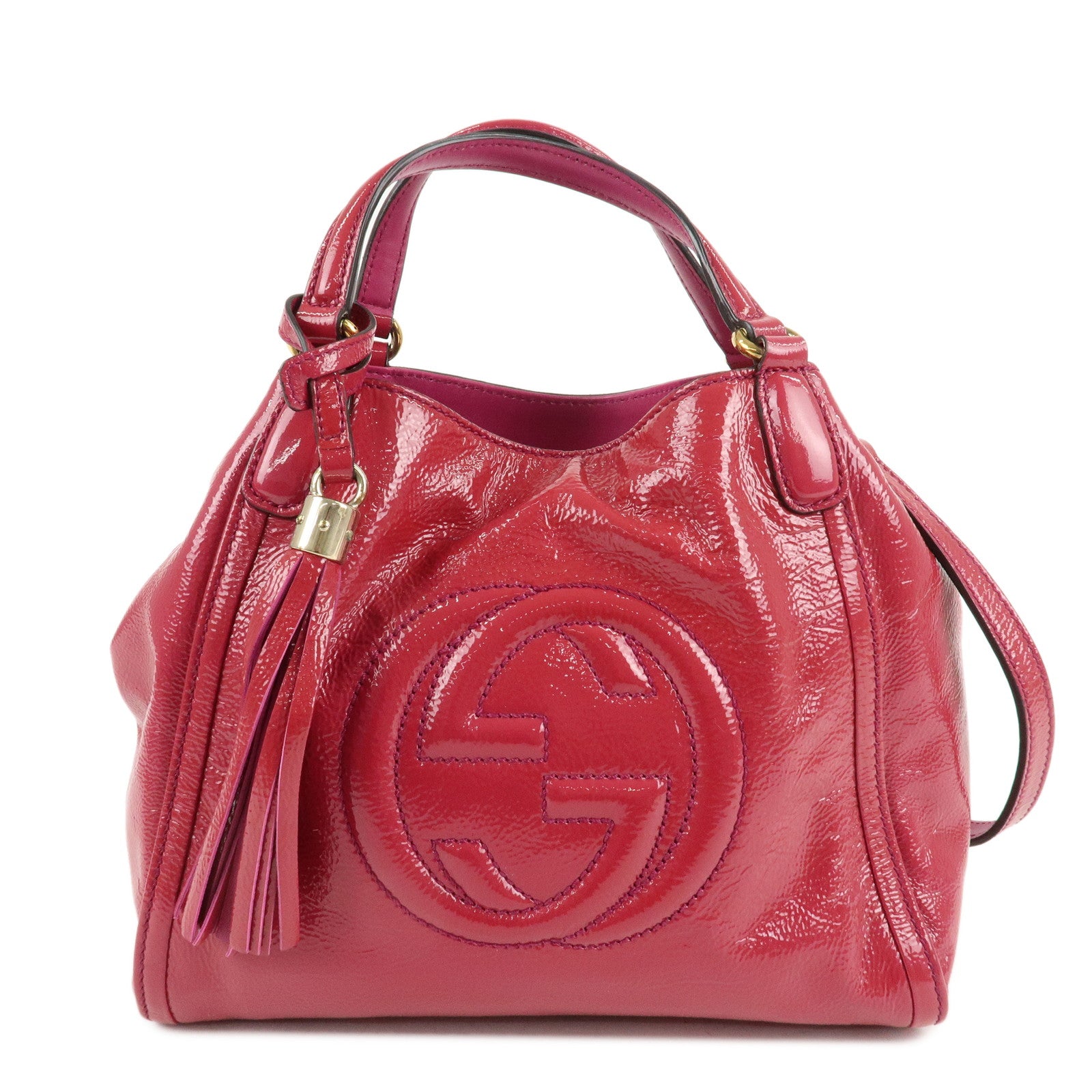 GUCCI-SOHO-Patent-Leather-2Way-Bag-Shoulder-Bag-Pink-336751