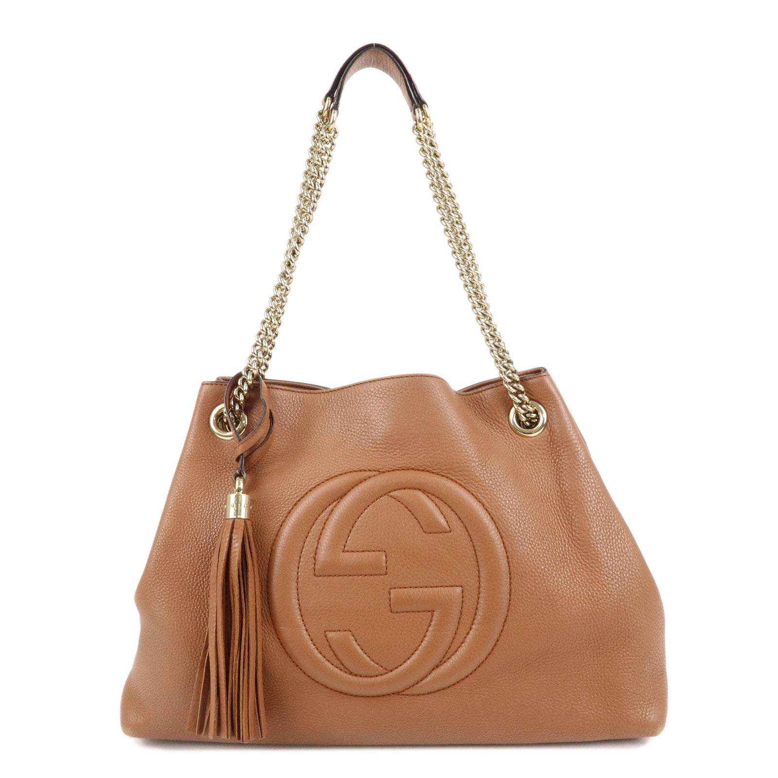 GUCCI-SOHO-Leather-Chain-Shoulder-Bag-Brown-308982