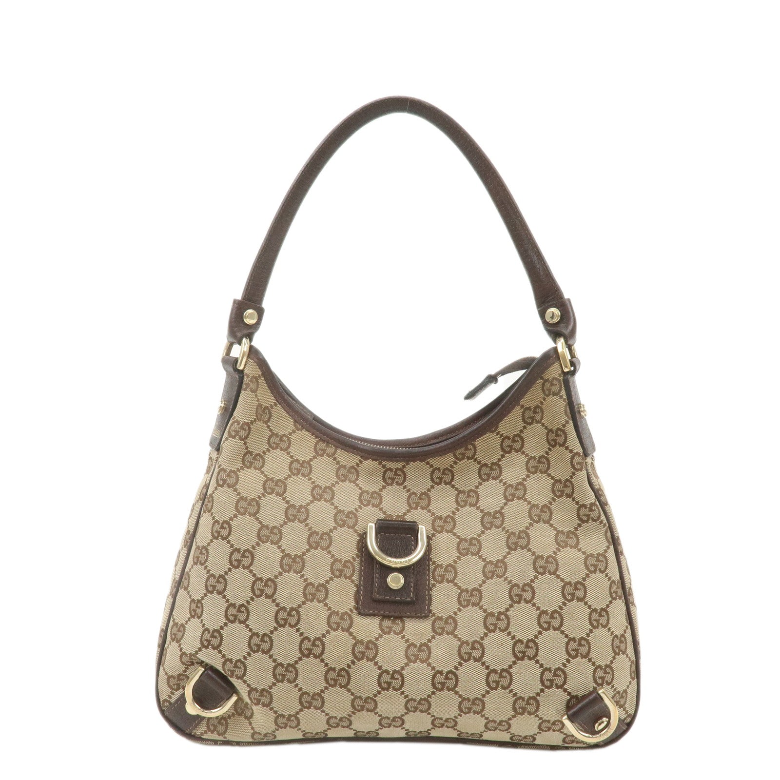 GUCCI-Abbey-GG-Canvas-Leather-Shoulder-Bag-Beige-Brown-130738