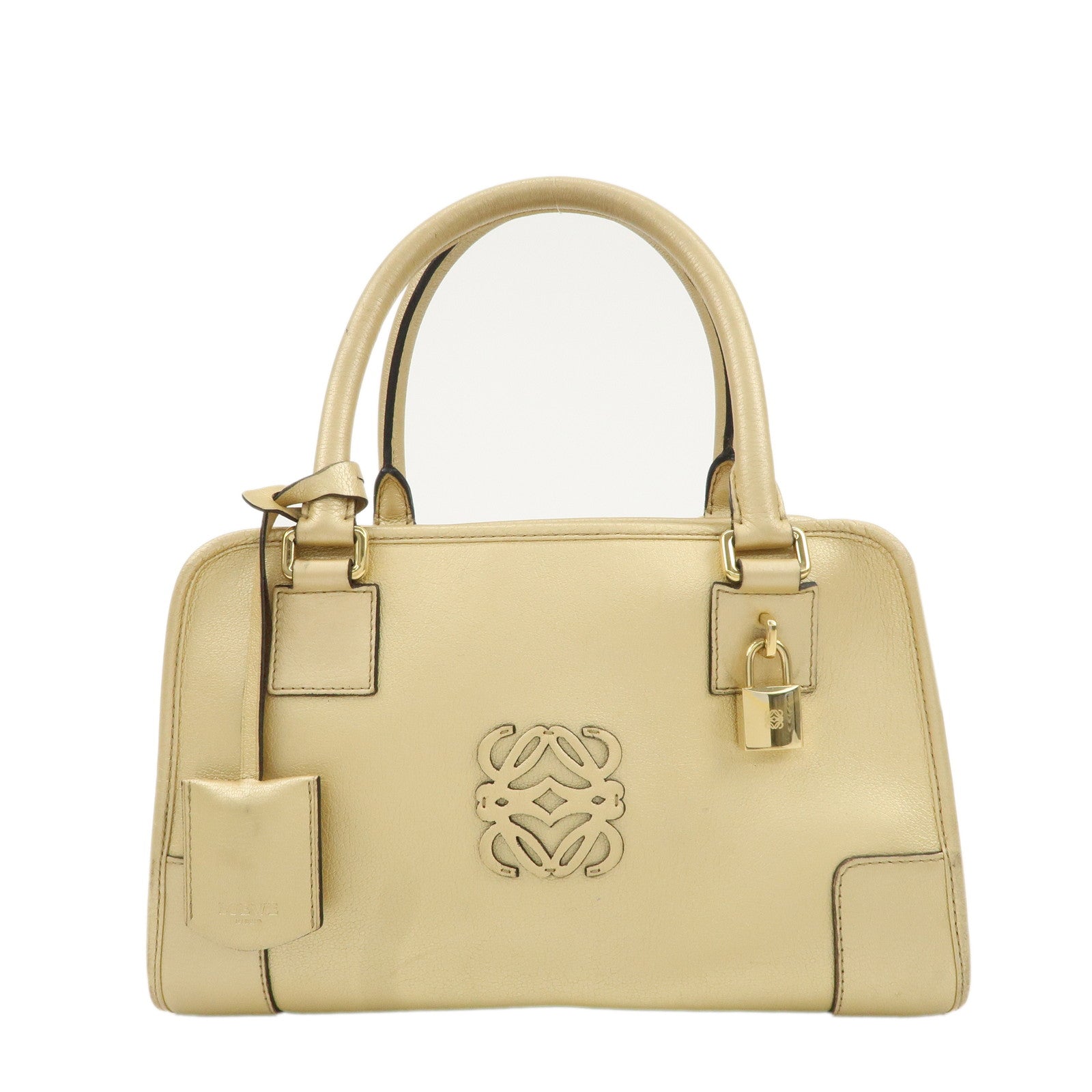 LOEWE-Anagram-Leather-Amazona-28-Hand-Bag-Gold