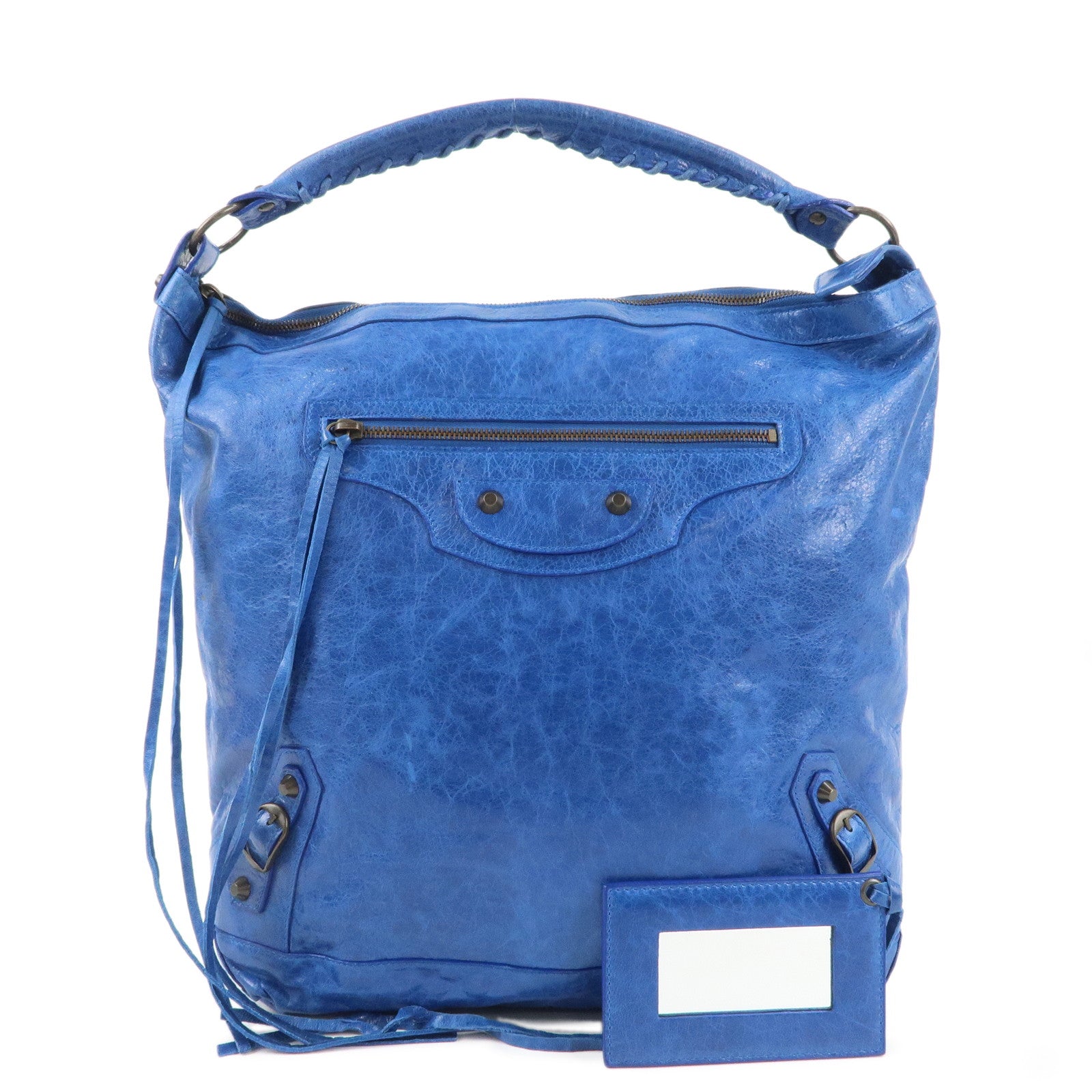 BALENCIAGA Editor
s The Day Leather Shoulder Bag Blue 140442