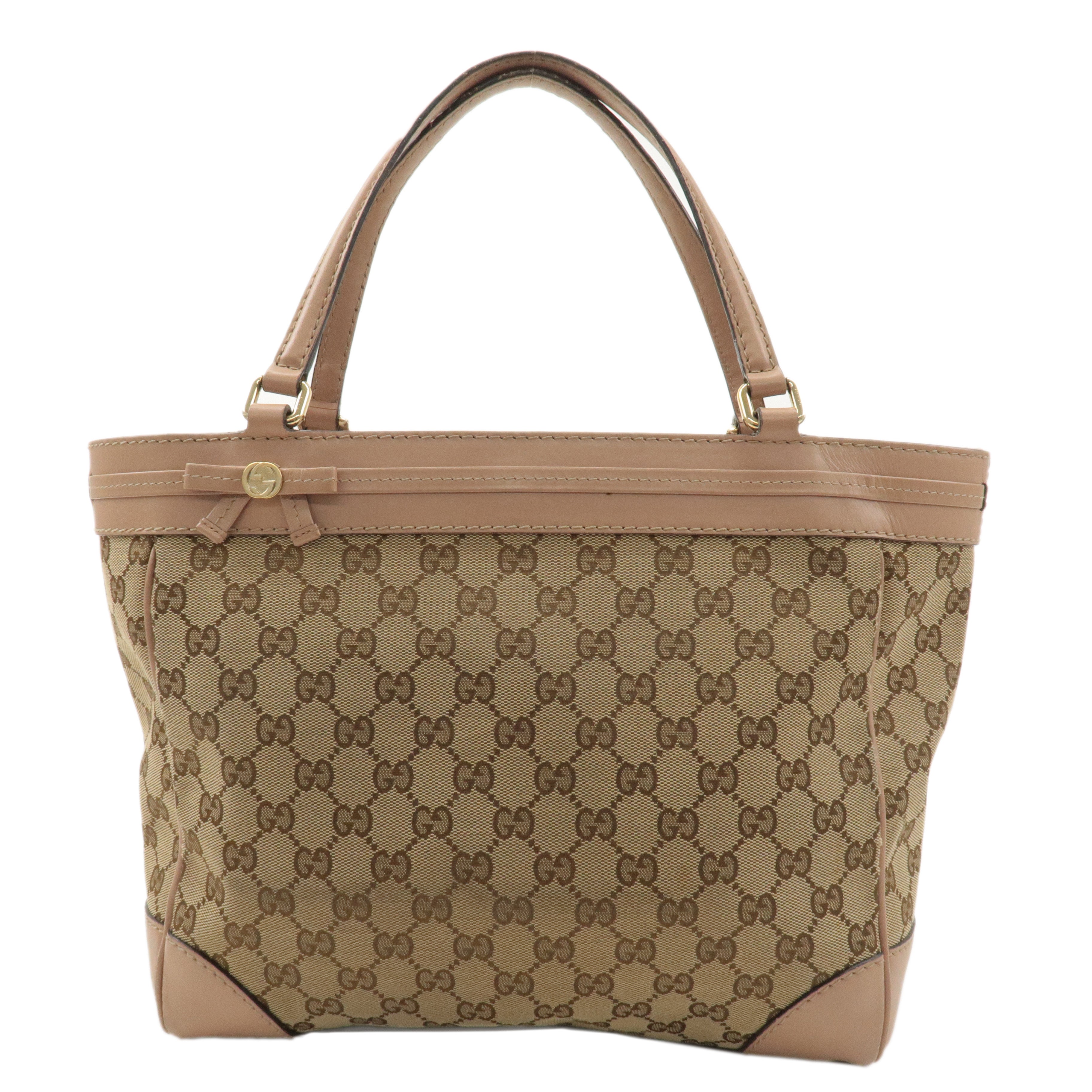 GUCCI Mayfair GG Canvas Leather Tote Bag Beige Pink 257061