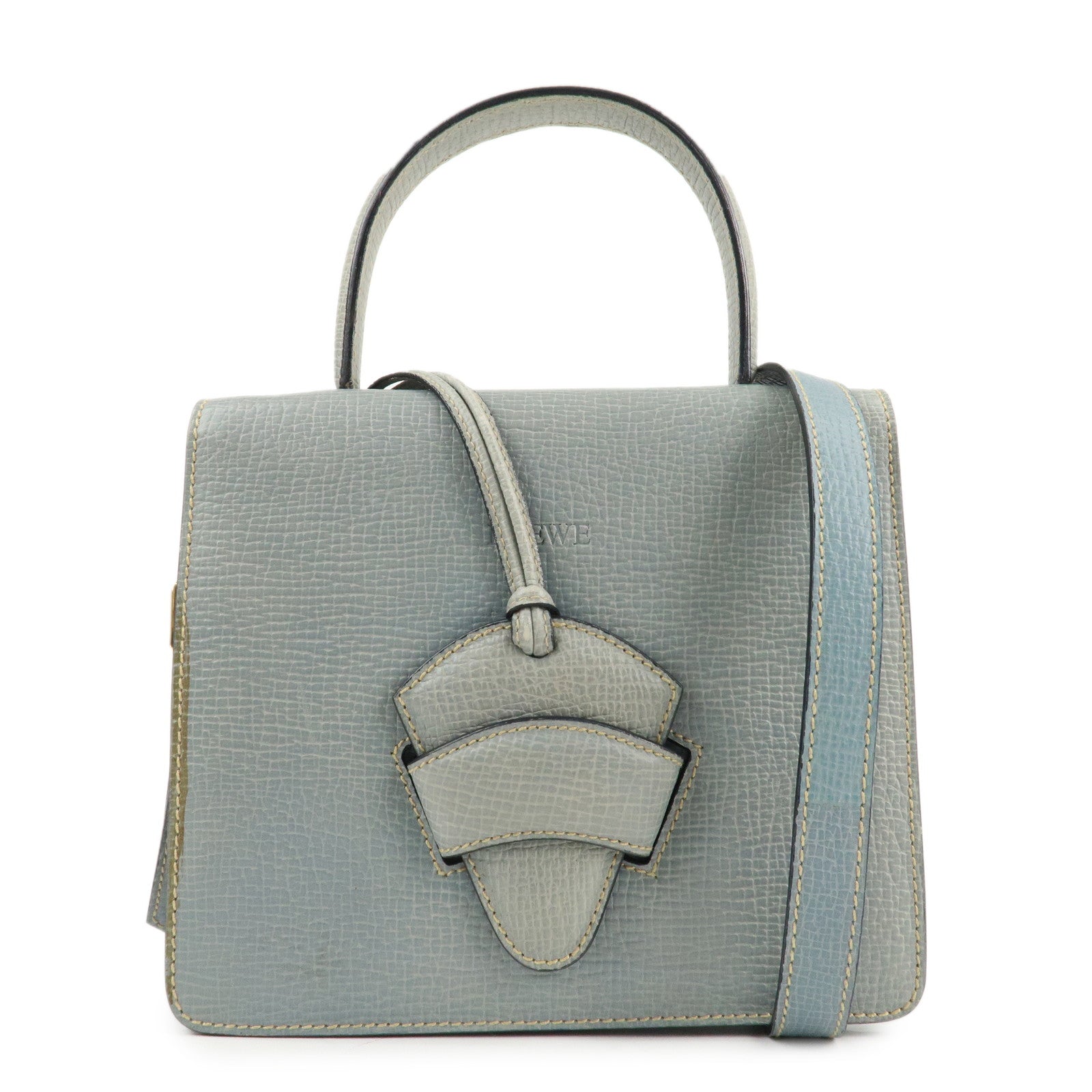 LOEWE-Barcelona-Leather-2Way-Bag-Shoulder-Bag-Light-Blue