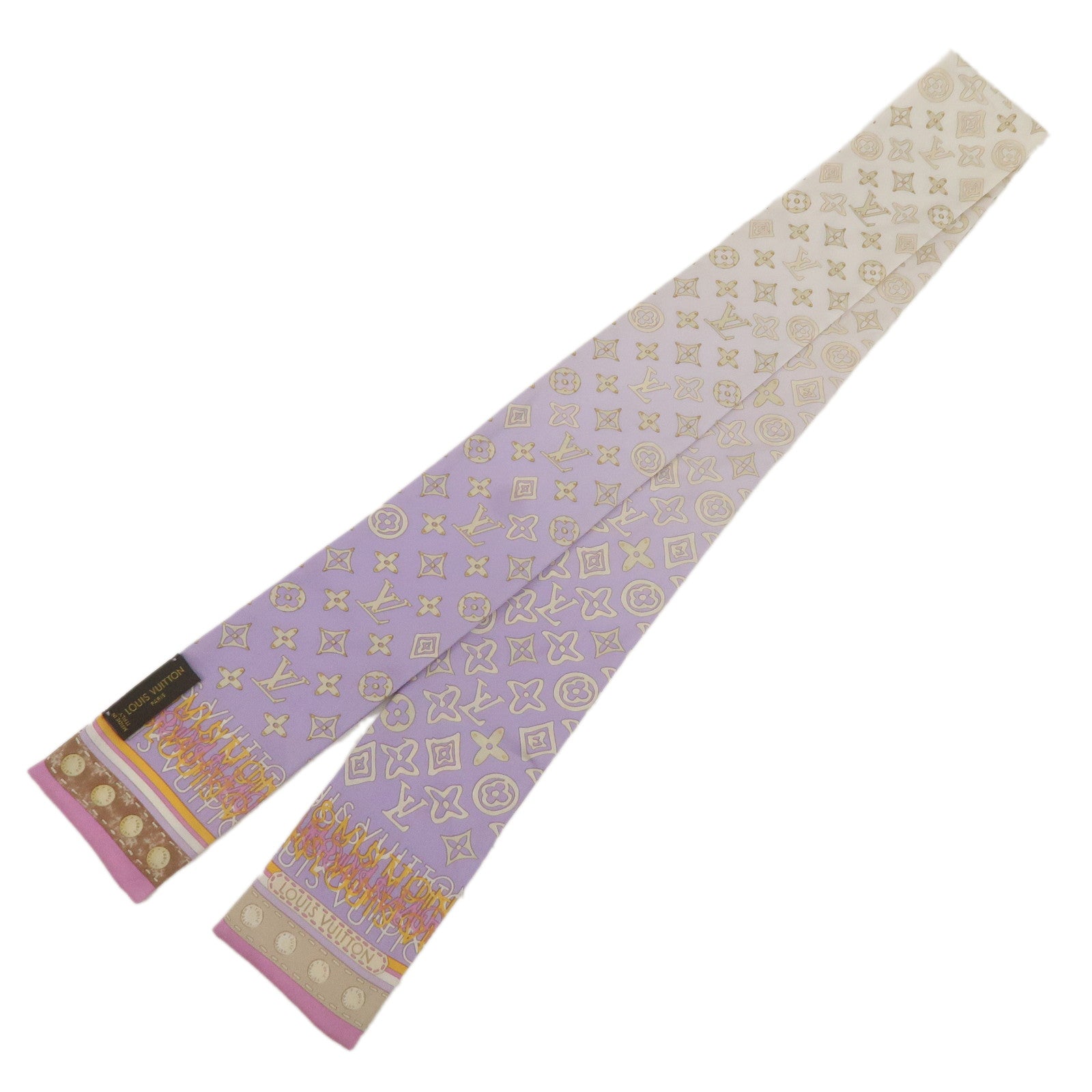 Louis Vuitton Bandeau Gradient Silk 100% Scarf Purple White