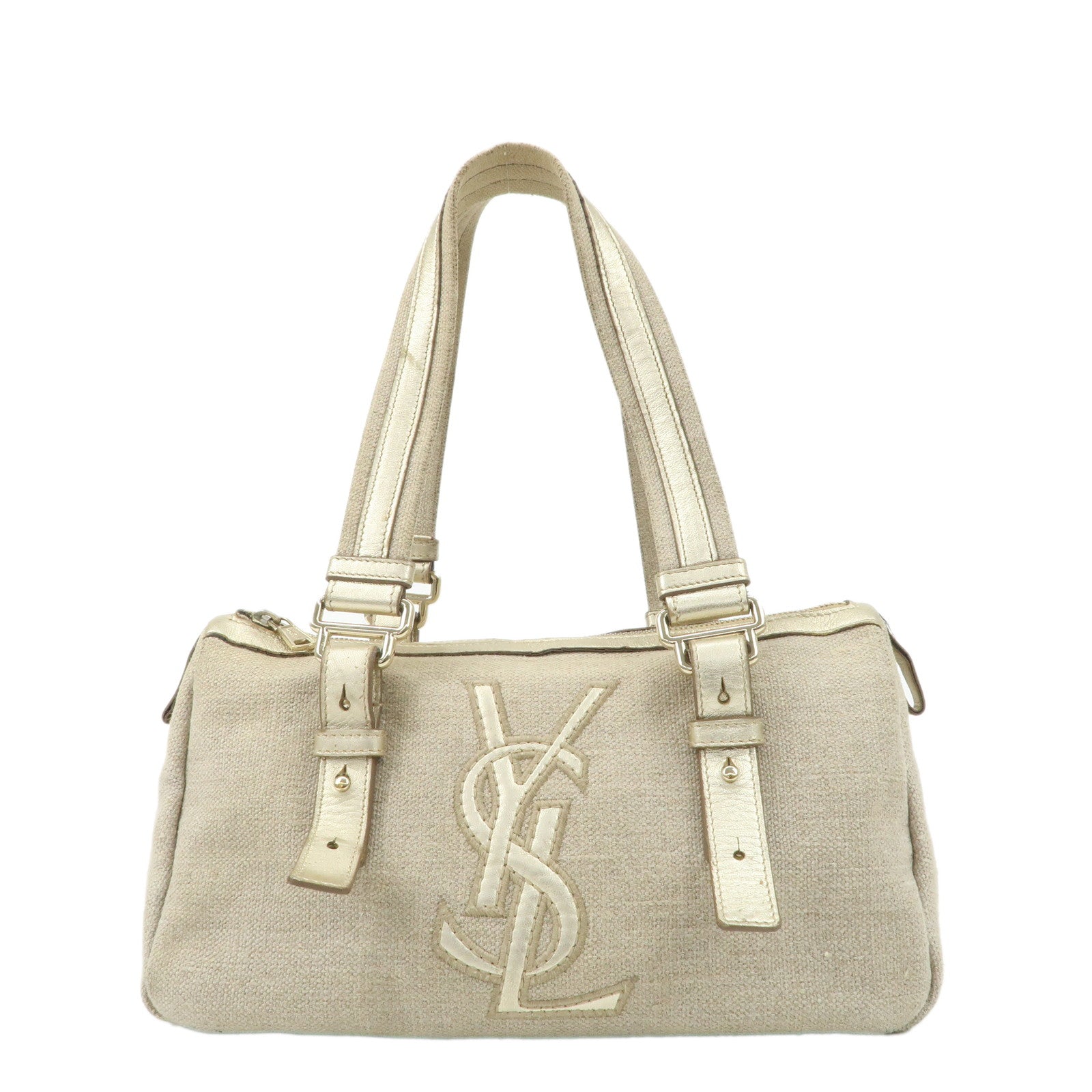 YVES-SAINT-LAURENT-Rive-Gauche-Kahara-Canvas-Leather-Mini-Boston