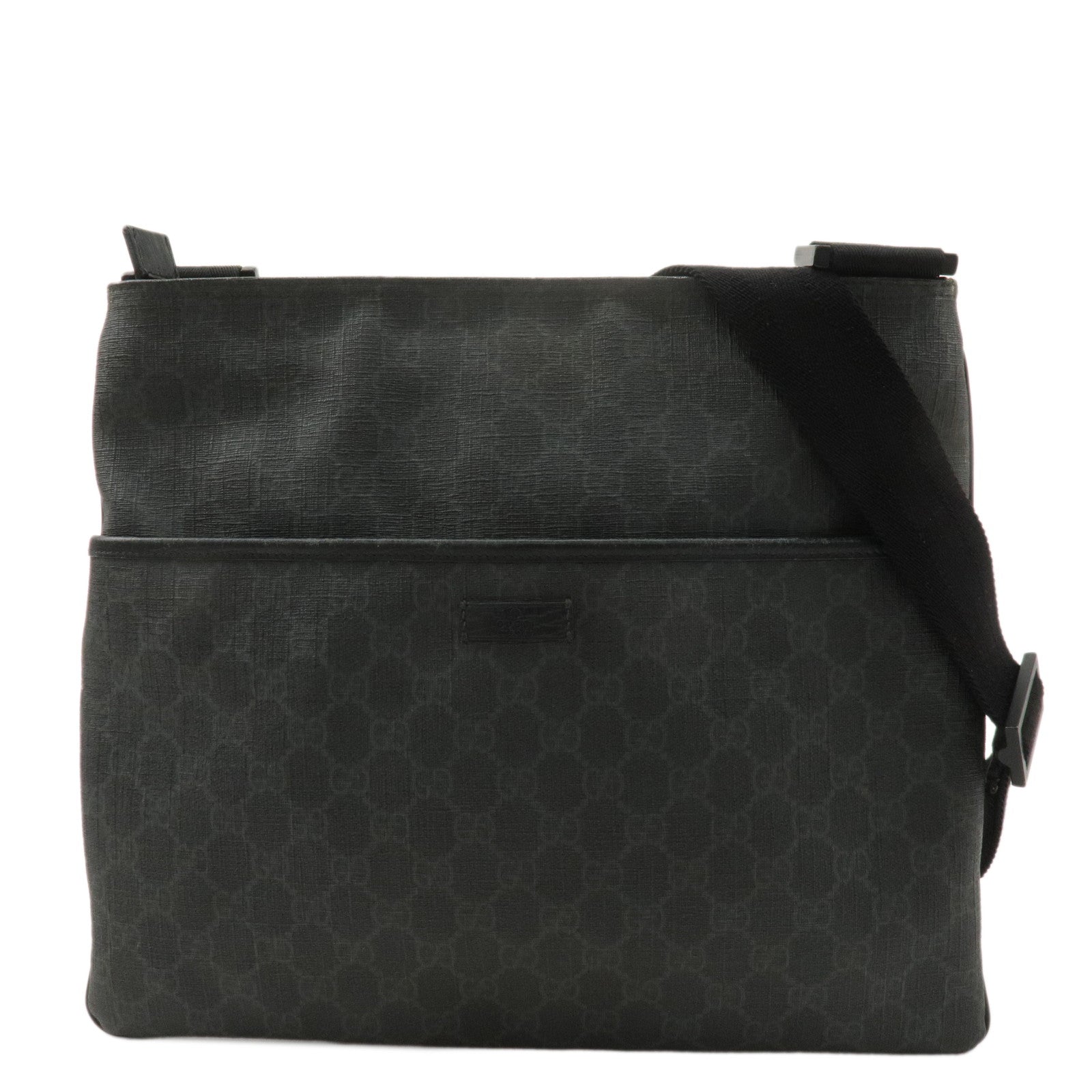 GUCCI-GG-Supreme-Leather-Shoulder-Bag-Black-162904