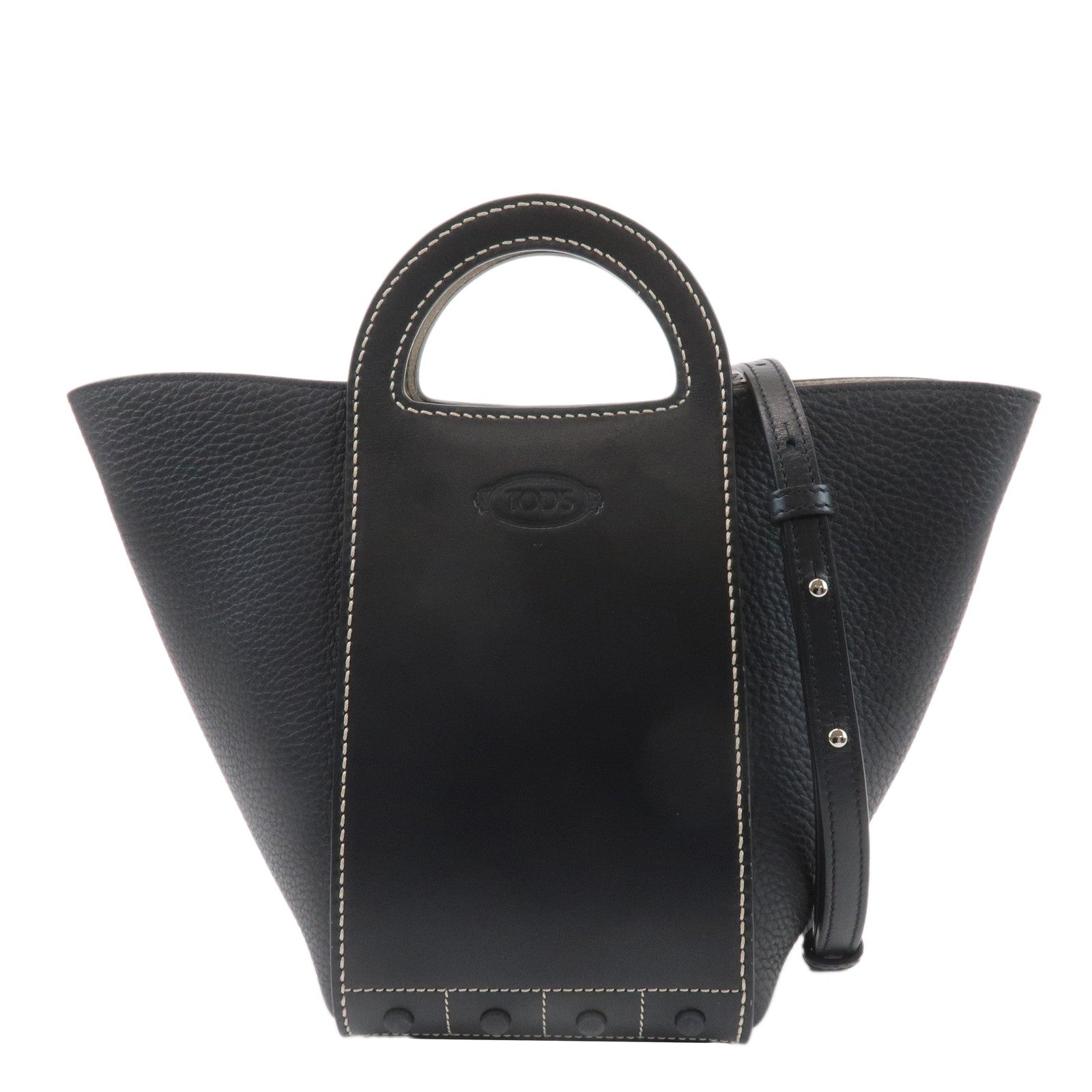 TOD
S-Leather-Gommino-Mini-2WAY-Bag-Tote-Bag-Black