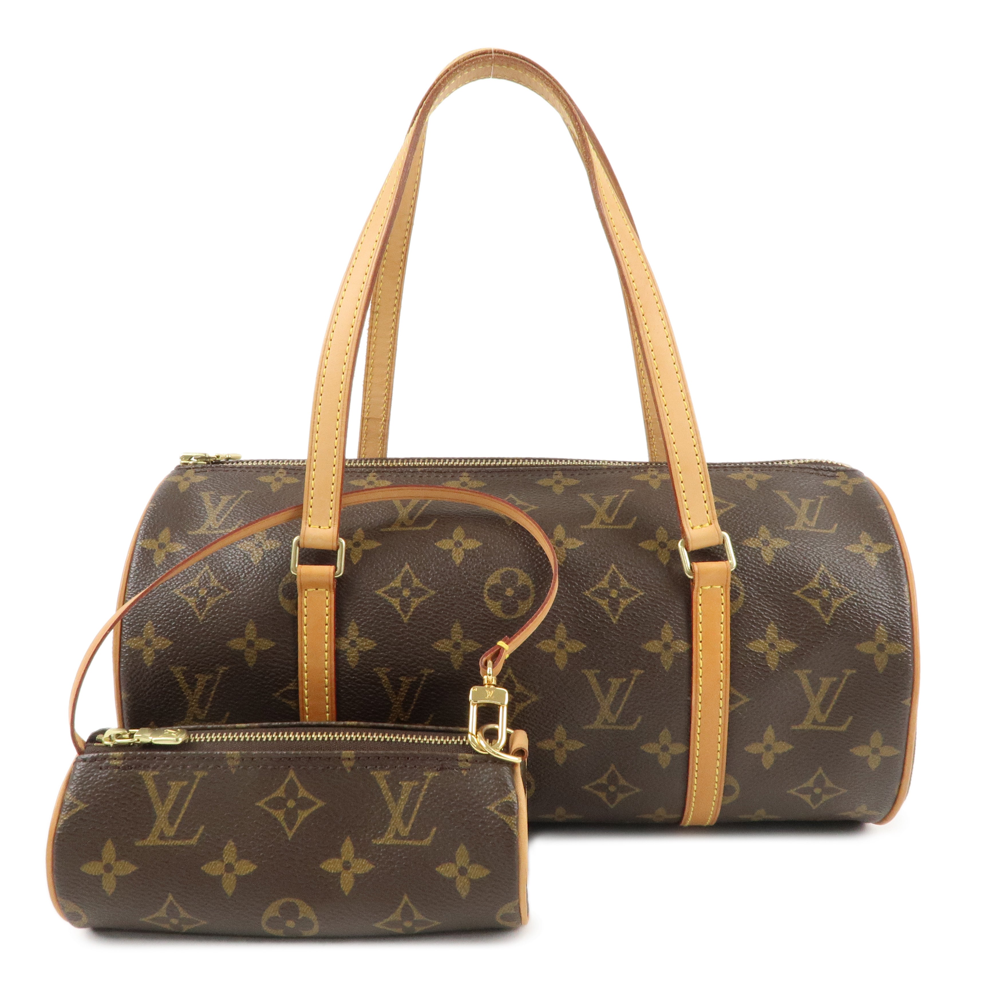 Louis Vuitton Monogram Papillon 30 Hand Bag 
Pouch Brown M51385