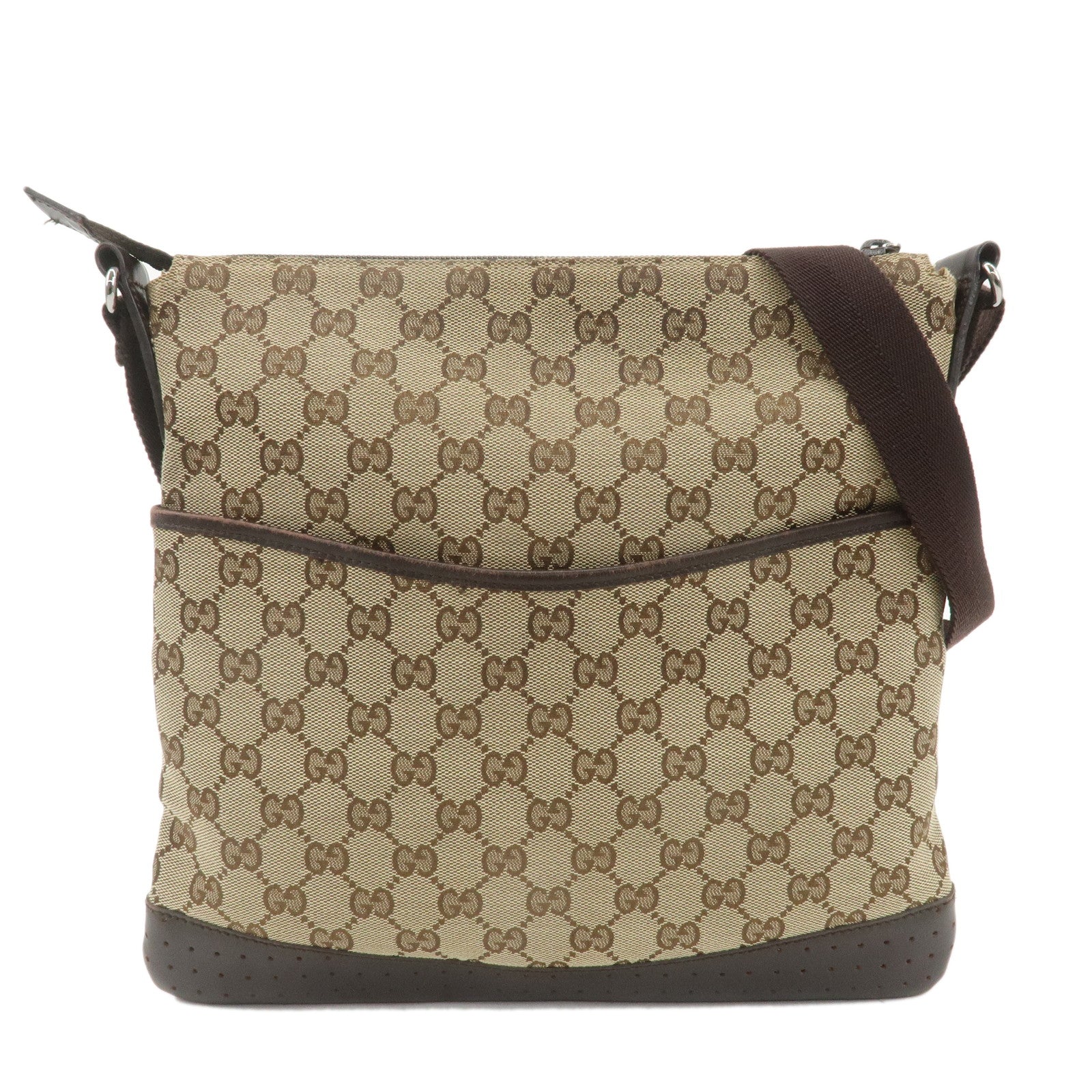 GUCCI-GG-Canvas-Leather-Shoulder-Bag-Crossbody-Bag-Brown-145857