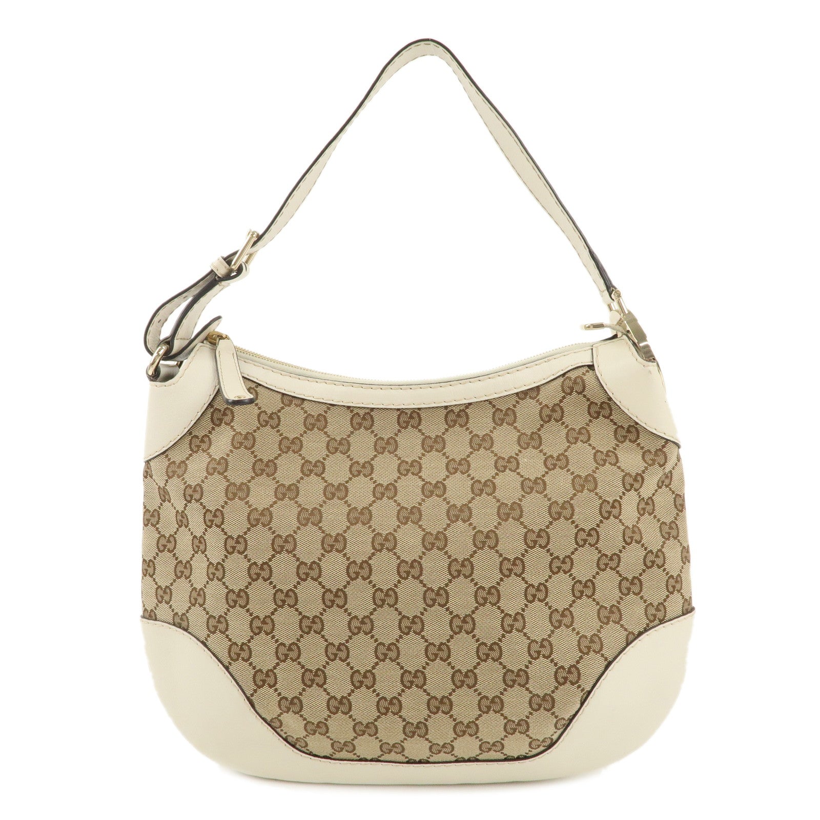 GUCCI-GG-Canvas-Leather-One-Shoulder-Bag-Beige-Ivory-211810