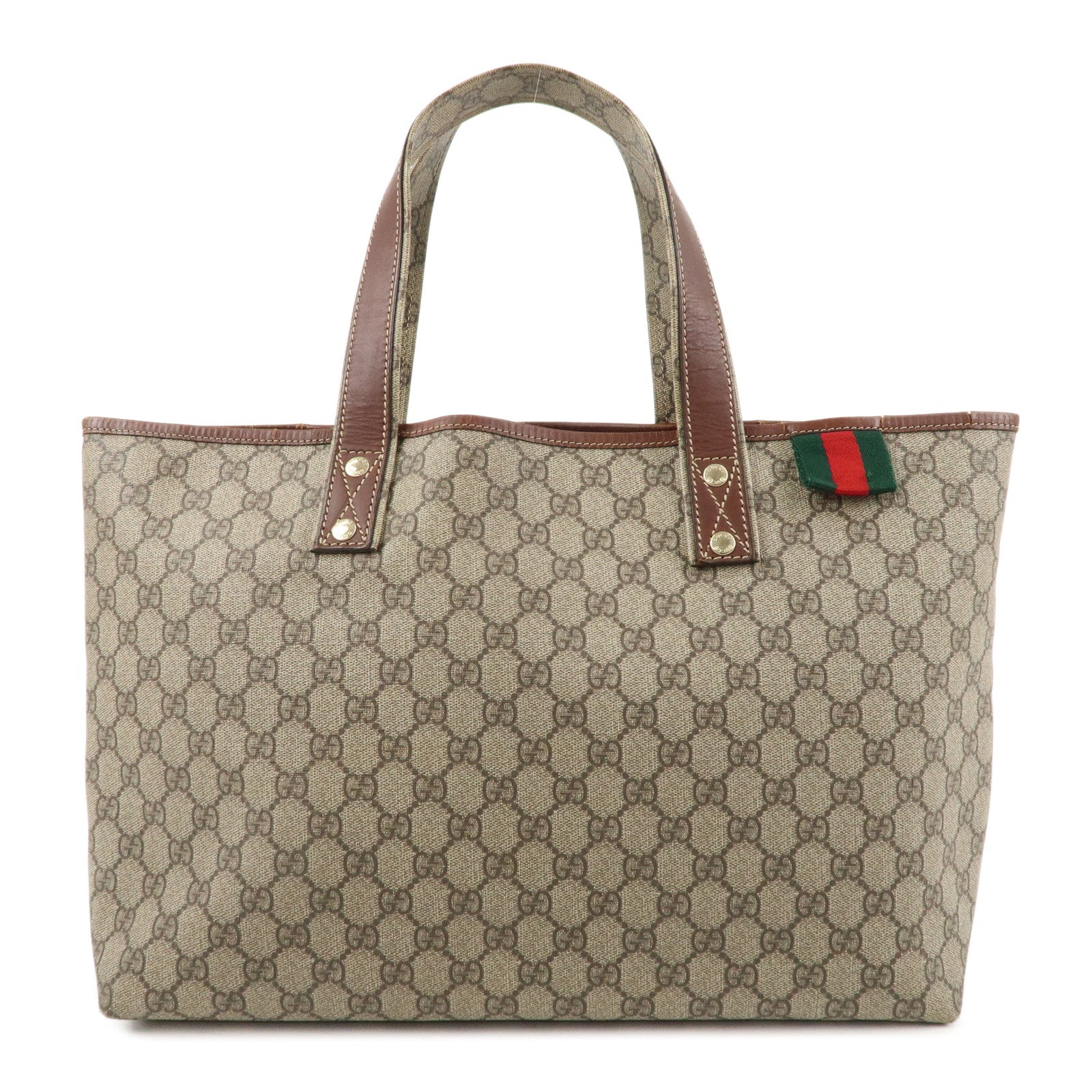 GUCCI Sherry GG Supreme Leather Tote Bag Beige Brown 211134