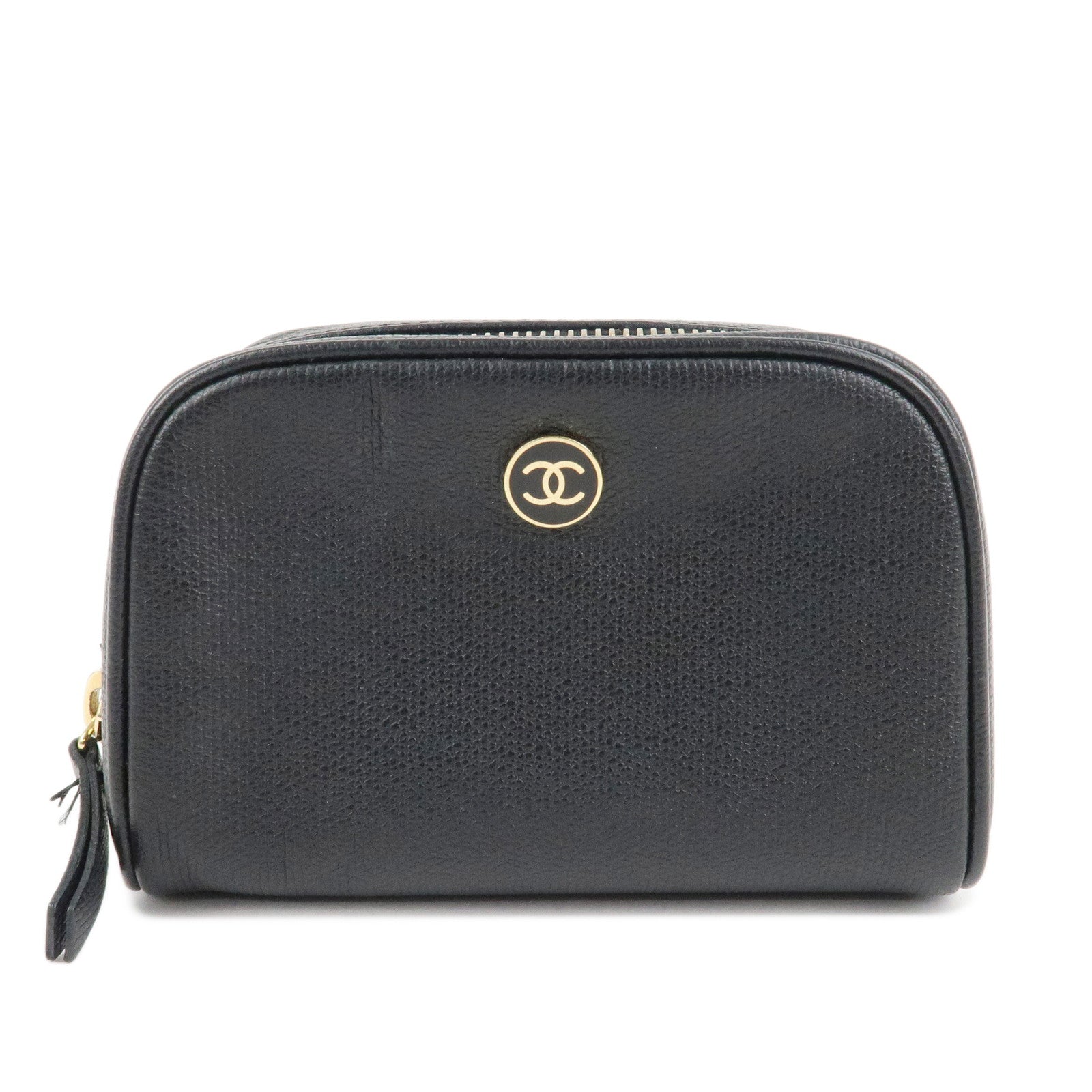 CHANEL-COCO-Button-Leather-Cosmetic-Pouch-Black-A20912