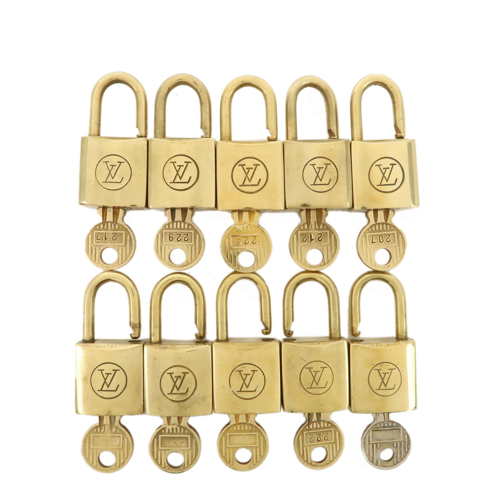 Louis-Vuitton-Set-of-10-Lock-&-Key-Cadena-Key-Lock