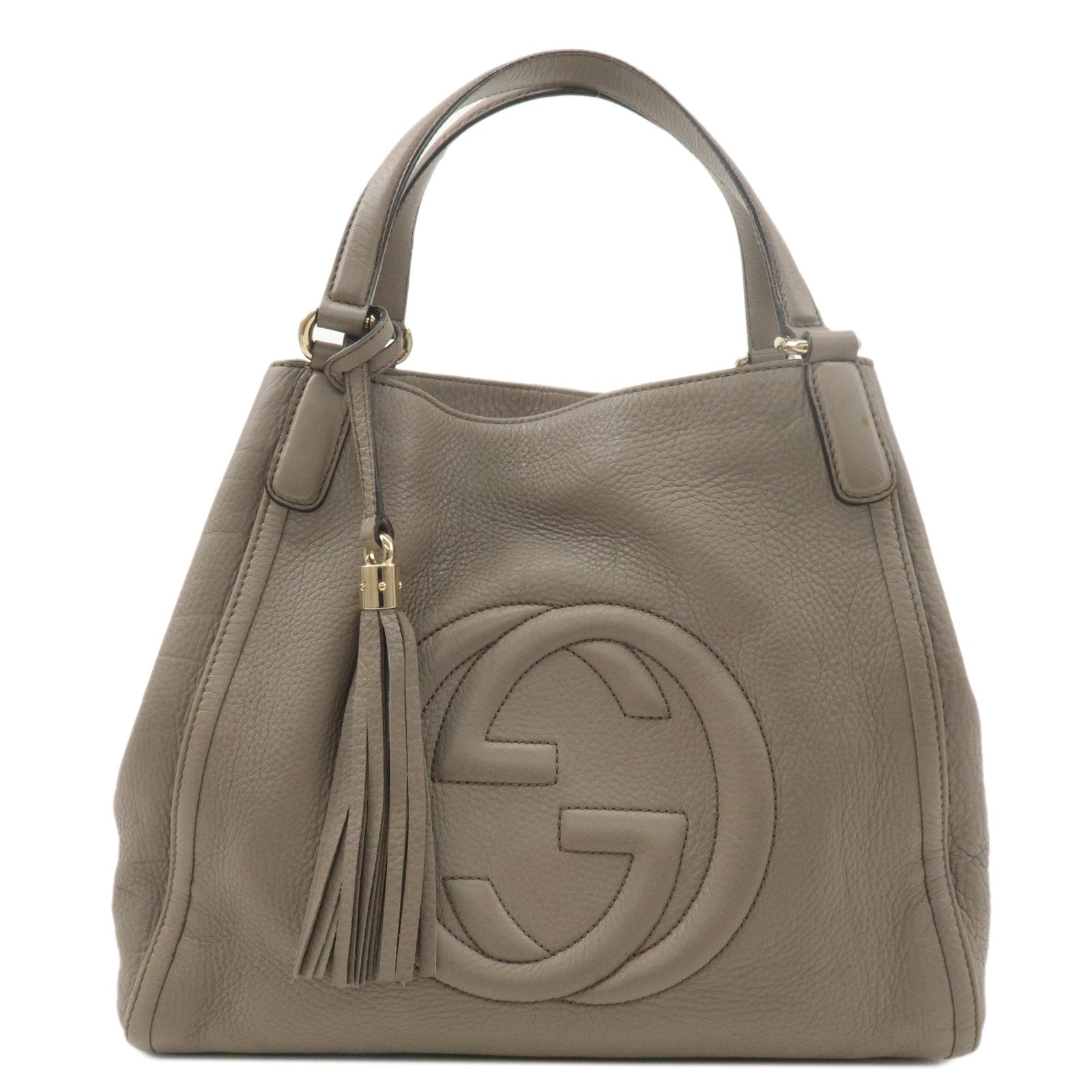 GUCCI SOHO Interlocking G Leather Shoulder Bag Graige 282309