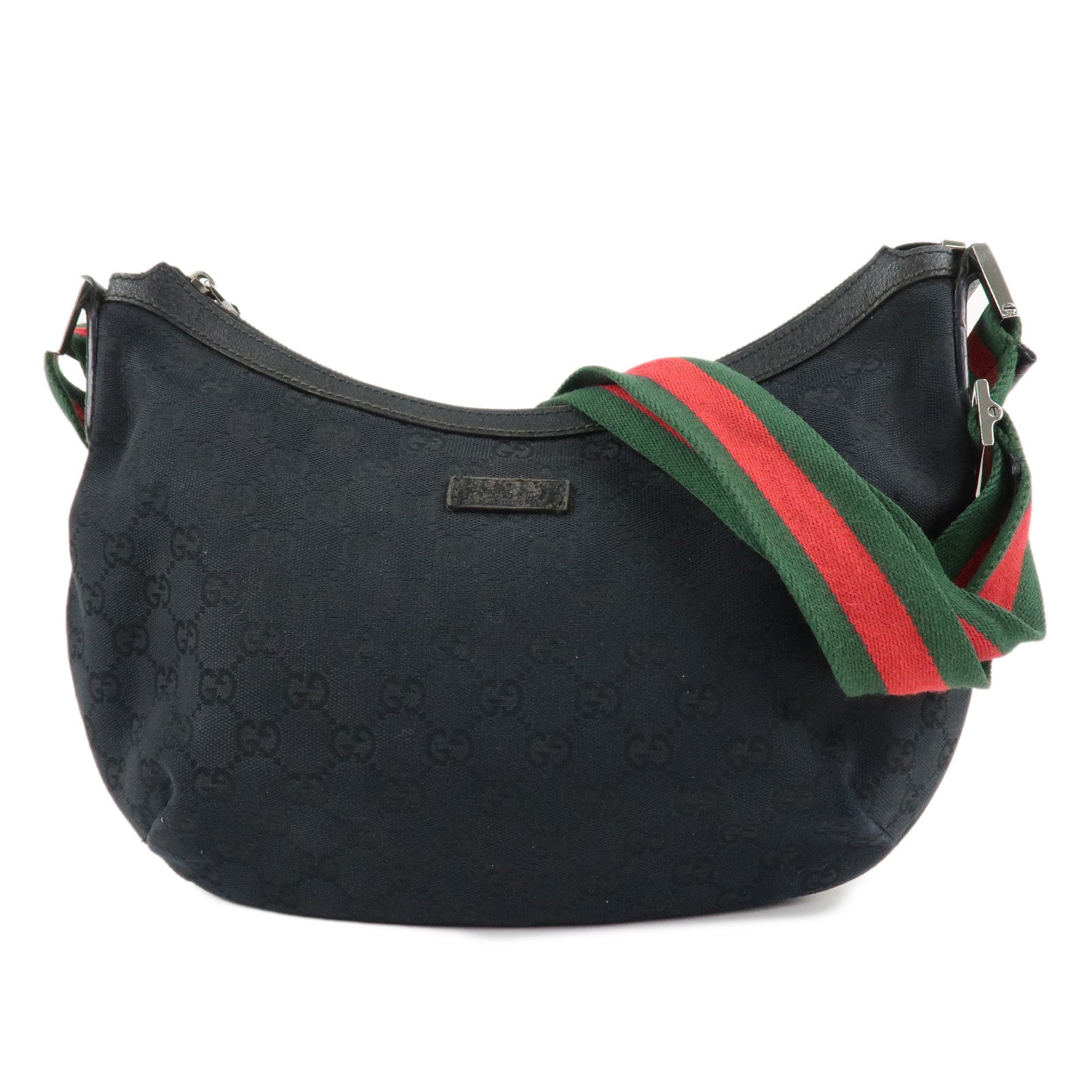 GUCCI-Sherry-GG-Canvas-Leather-Shoulder-Bag-Black-181092