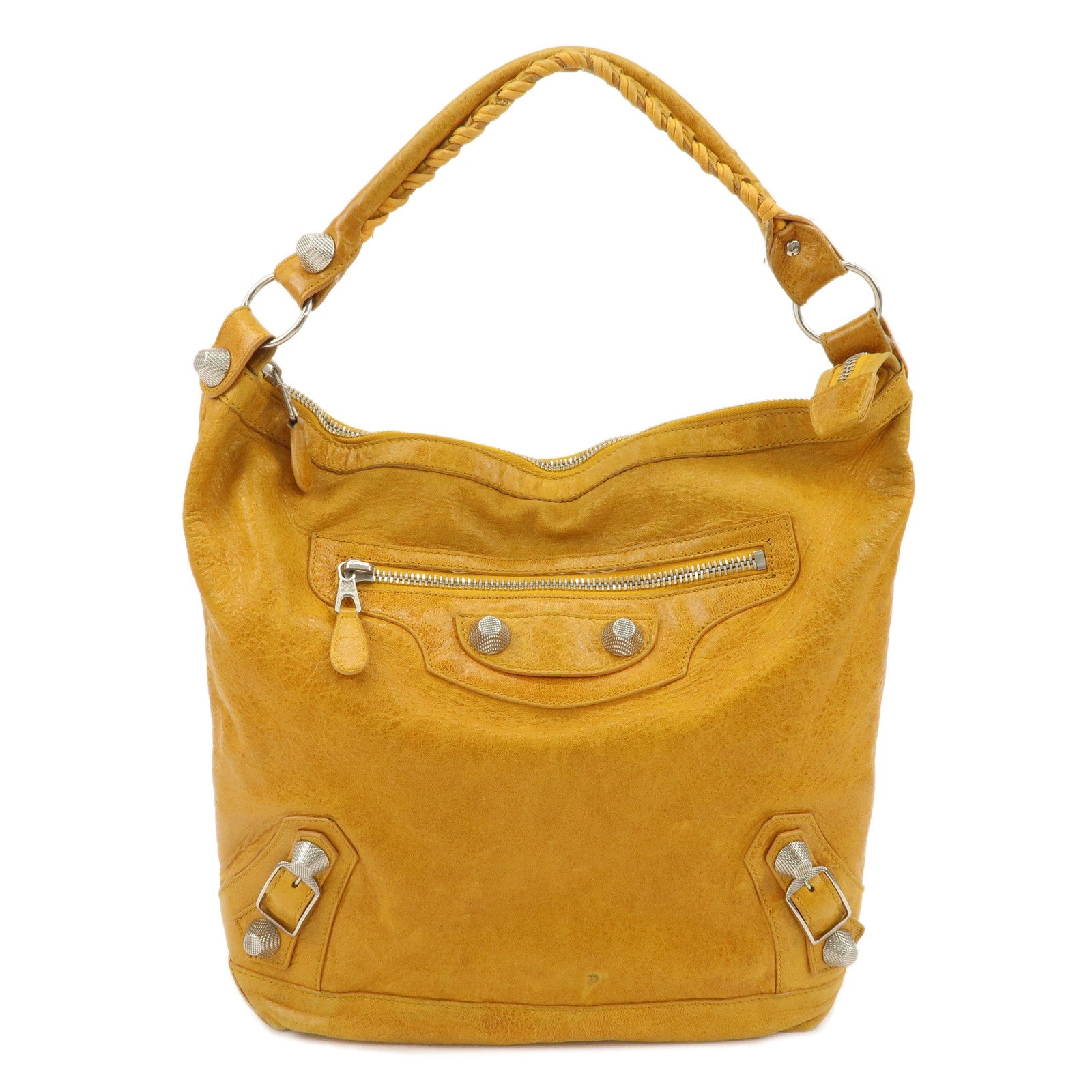 BALENCIAGA-Leather-The-Giant-Day-Shoulder-Bag-Yellow-173081