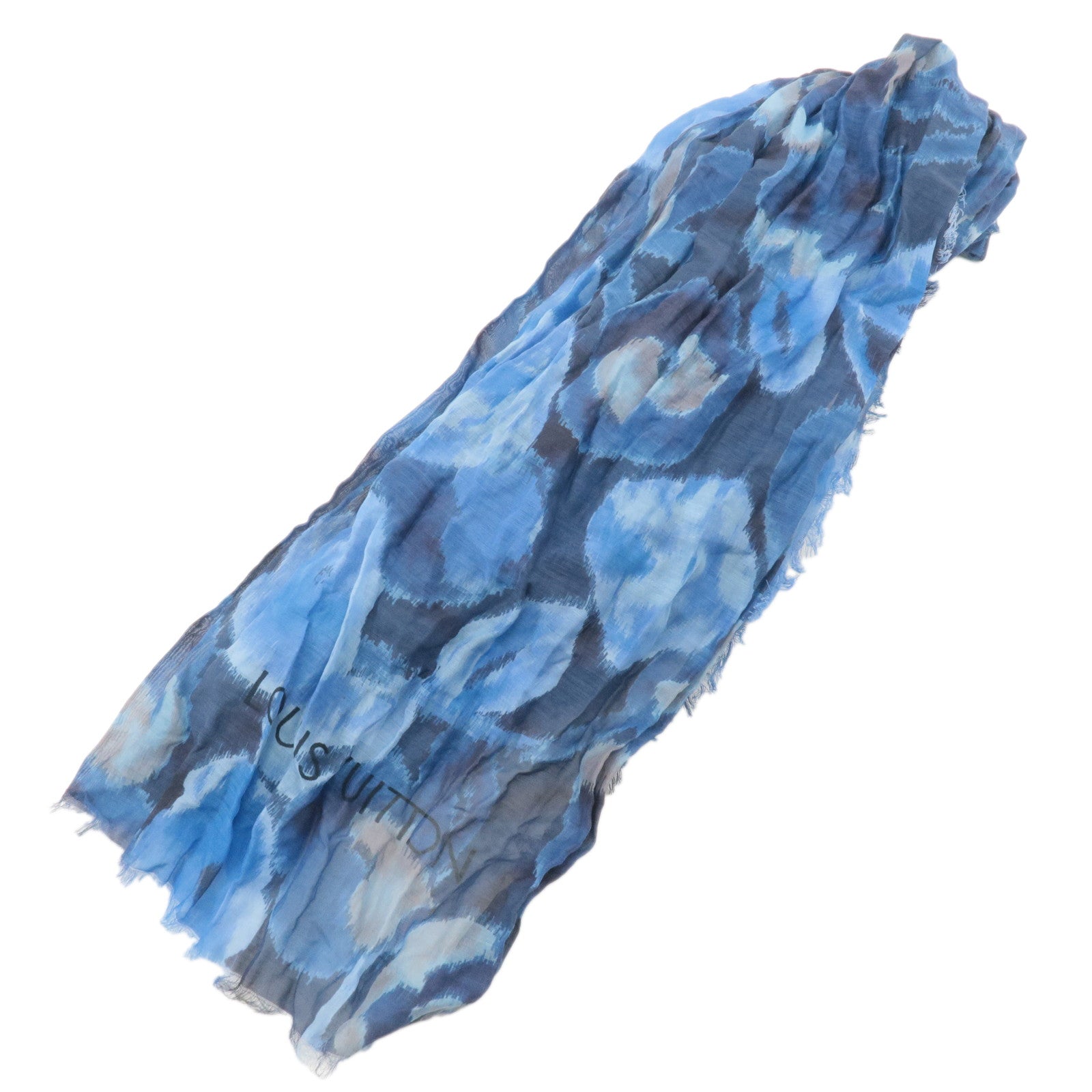 Louis-Vuitton-Ikat-Paleo-Cotton-Silk-Summer-Scarf-Blue-M74927