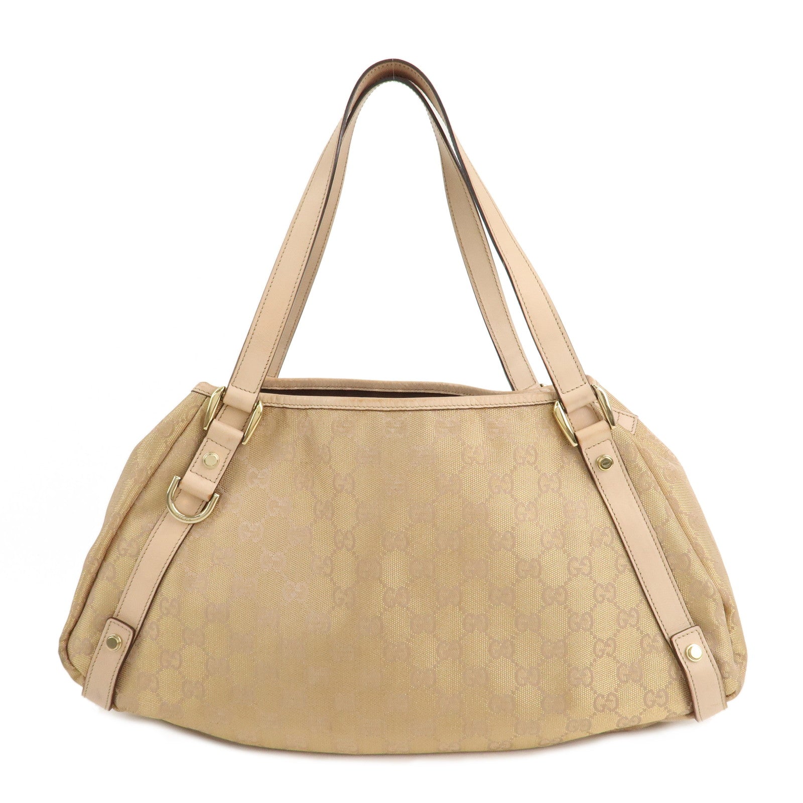 GUCCI-Abbey-GG-Canvas-Leather-Tote-Bag-Pink-Beige-130736