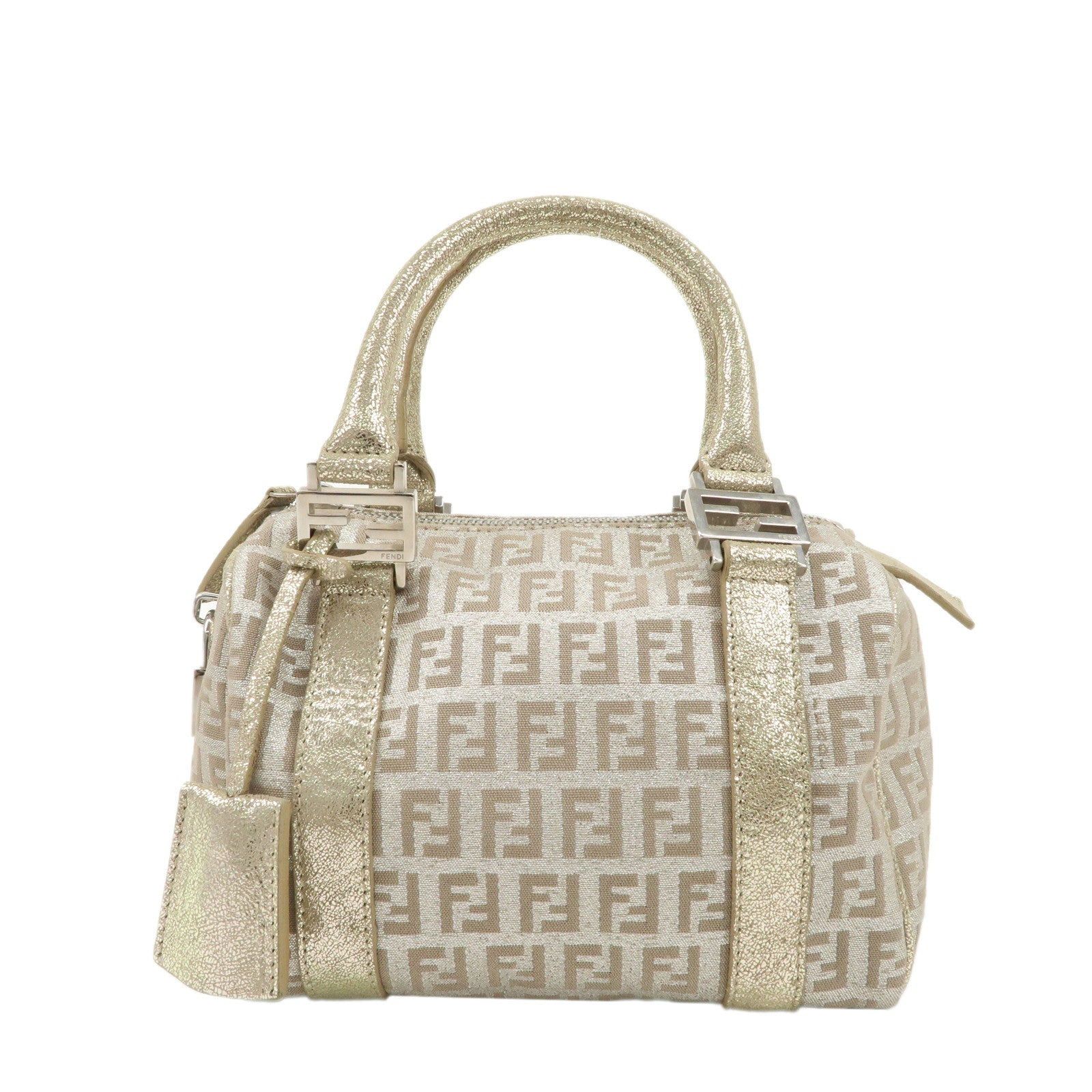 FENDI-Zucchino-Canvas-Leather-Mini-Boston-Bag-Gold-8BL071