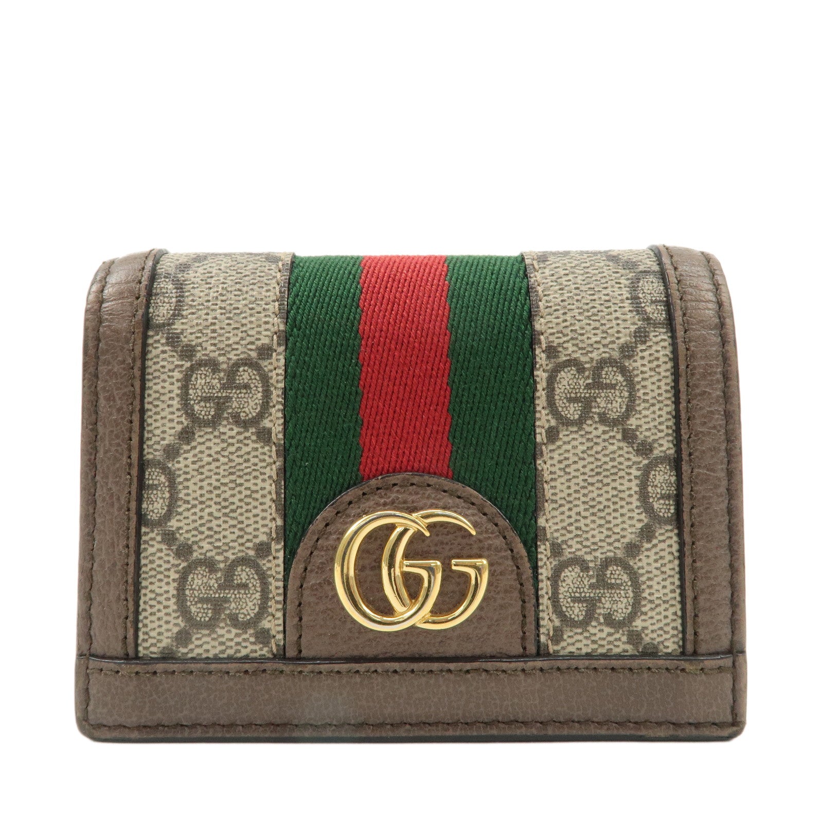 GUCCI-Ophidia-GG-Supreme-Leather-Bi-Fold-Wallet-Beige-523155