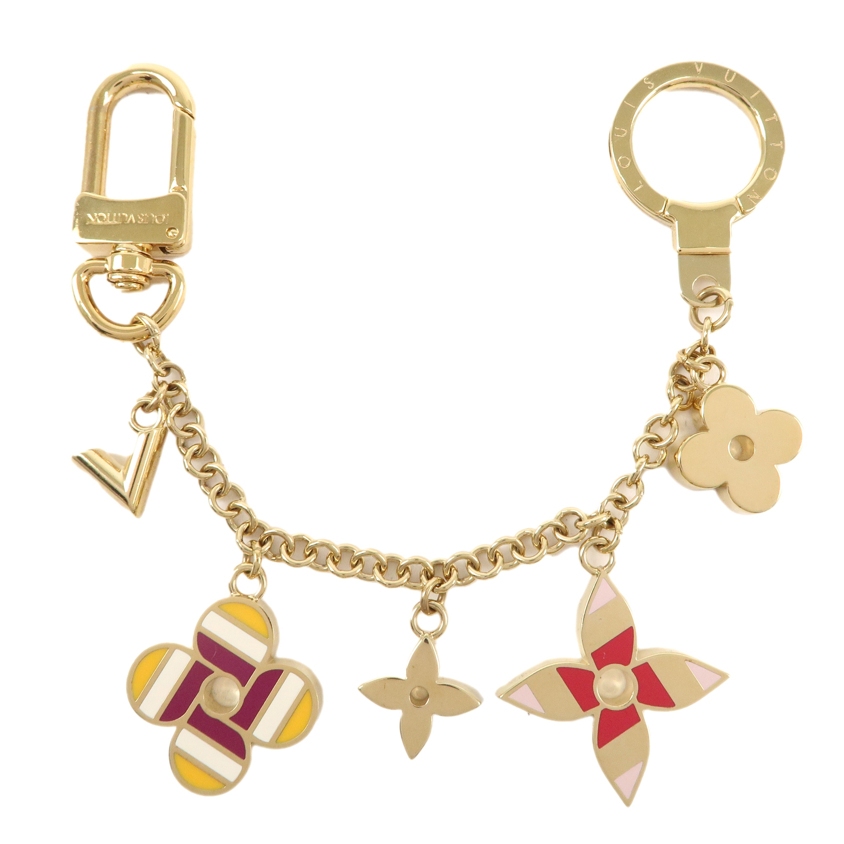 Louis Vuitton Chain Pop Flower Bag Charm Yellow Gold M68002