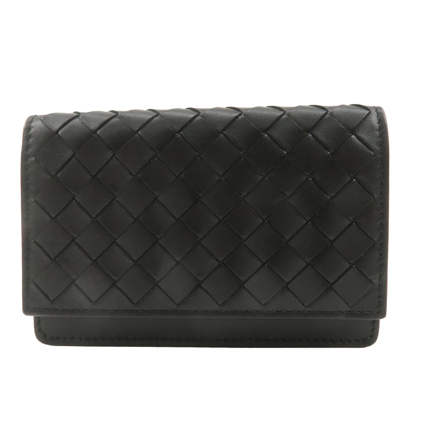 BOTTEGA-VENETA-Intrecciato-Leather-Card-Case-Black