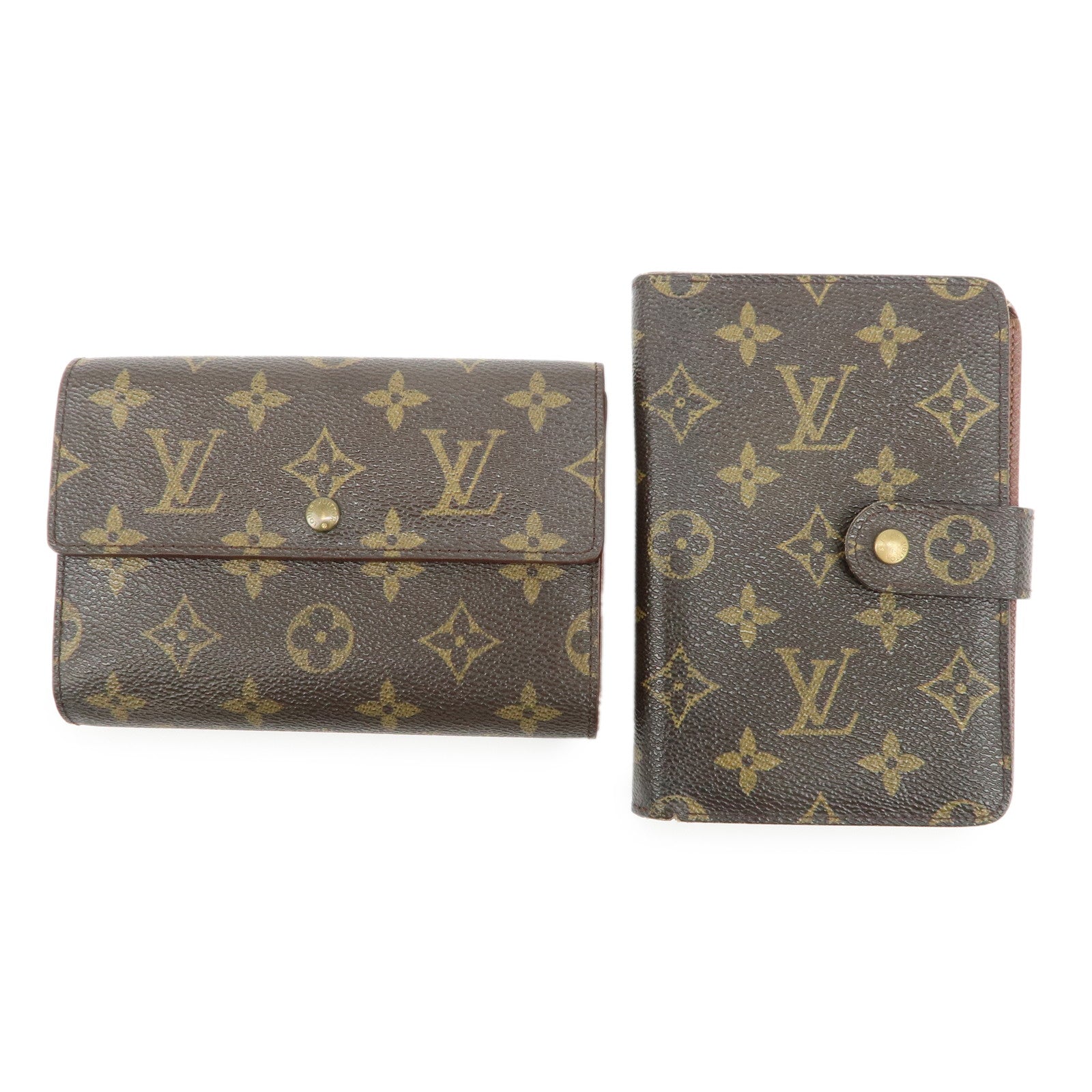 Louis-Vuitton-Monogram-Set-of-2-Long-Wallet-M61202-M61207-