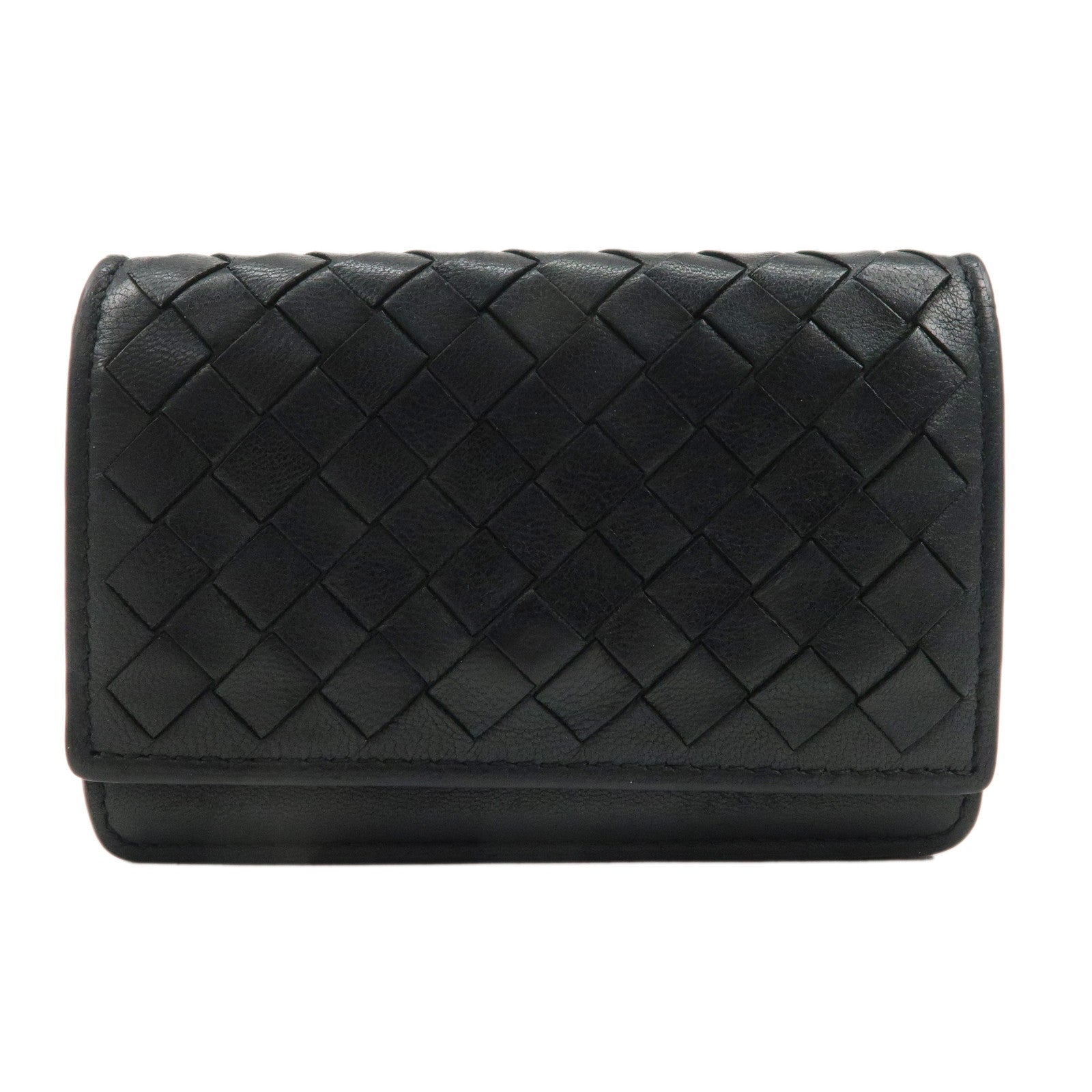 BOTTEGA-VENETA-Intrecciato-Leather-Card-Case-ID-Case-Black