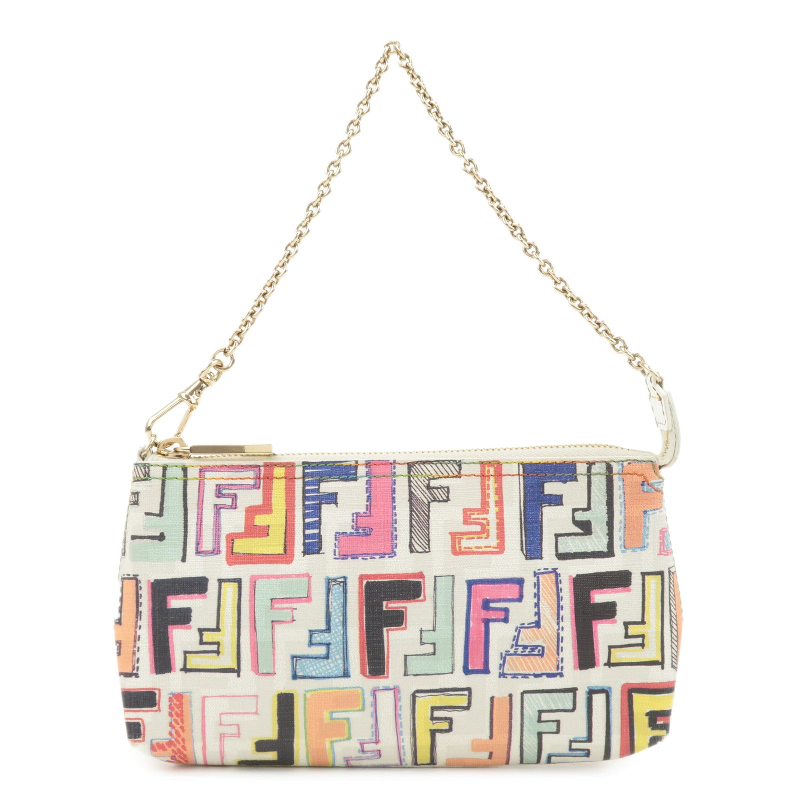 FENDI-Zucca-Print-PVC-Chain-Accessory-Pouch-Multicolor-8BR592