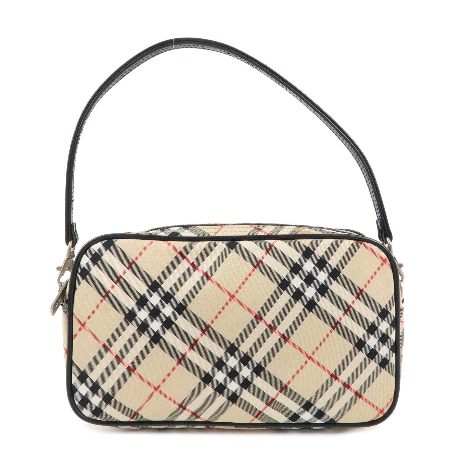 BURBERRY-Canvas-Leather-Nova-Plaid-Shoulder-Bag-Beige-Black