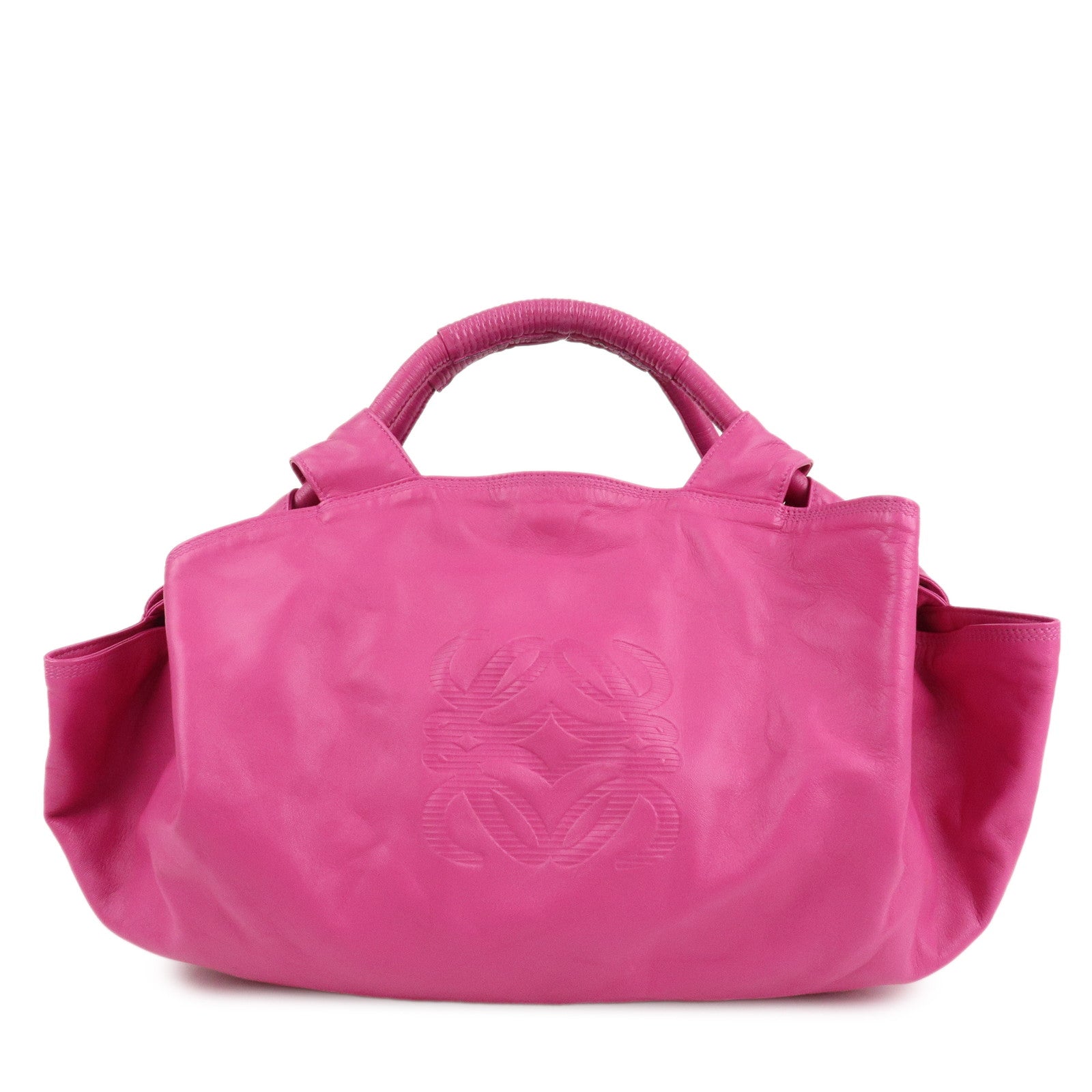 LOEWE-Anagram-Leather-Nappa-Aire-Hand-Bag-Fuchsia-Pink