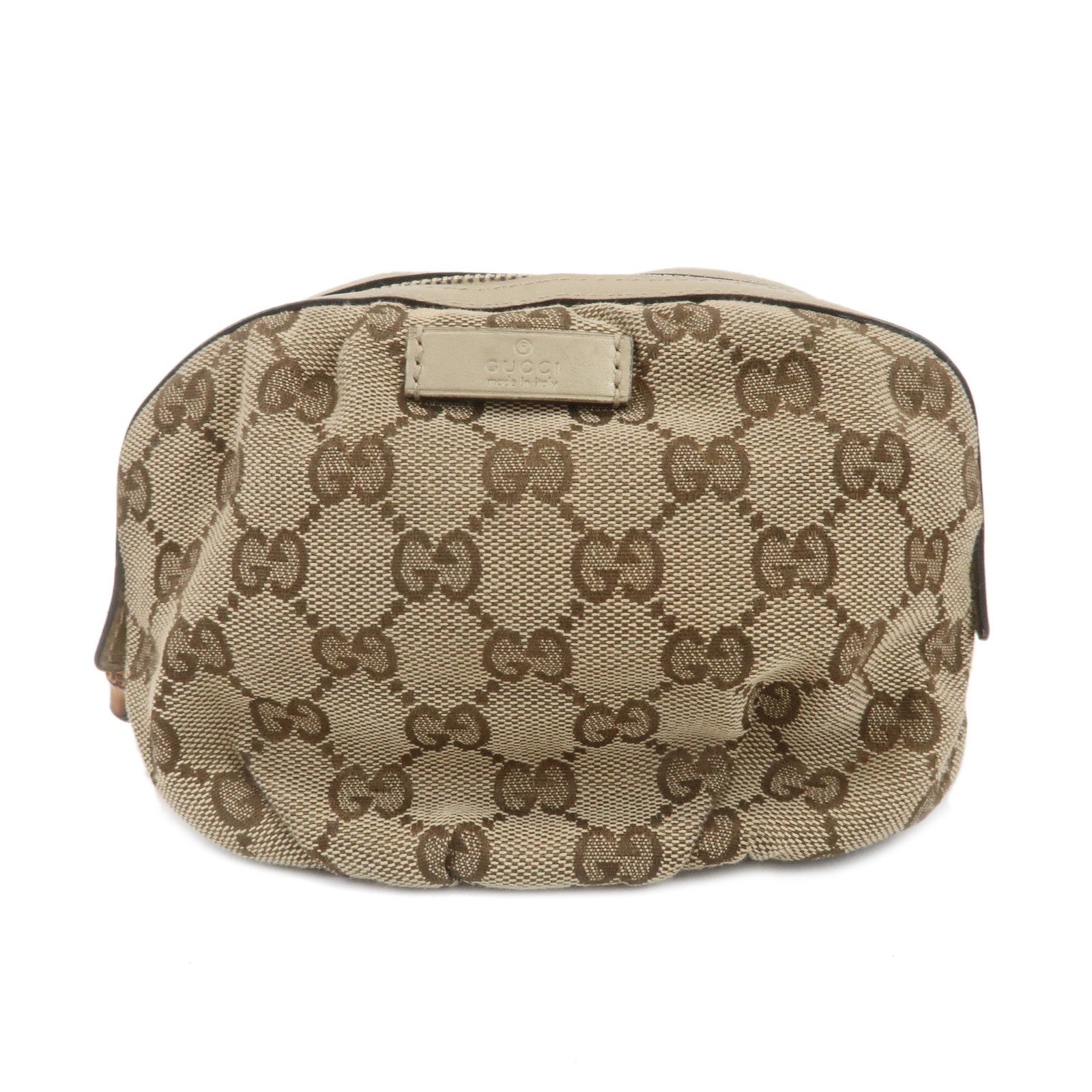 GUCCI-Bamboo-GG-Canvas-Leather-Pouch-Cosmetic-Pouch-246175