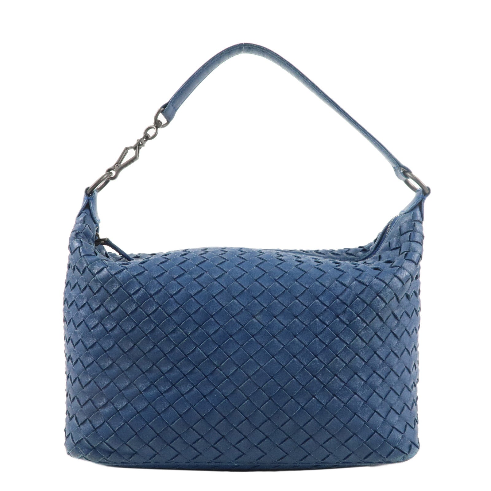 BOTTEGA-VENETA-Intrecciato-Leather-Shoulder-Bag-Blue-239988