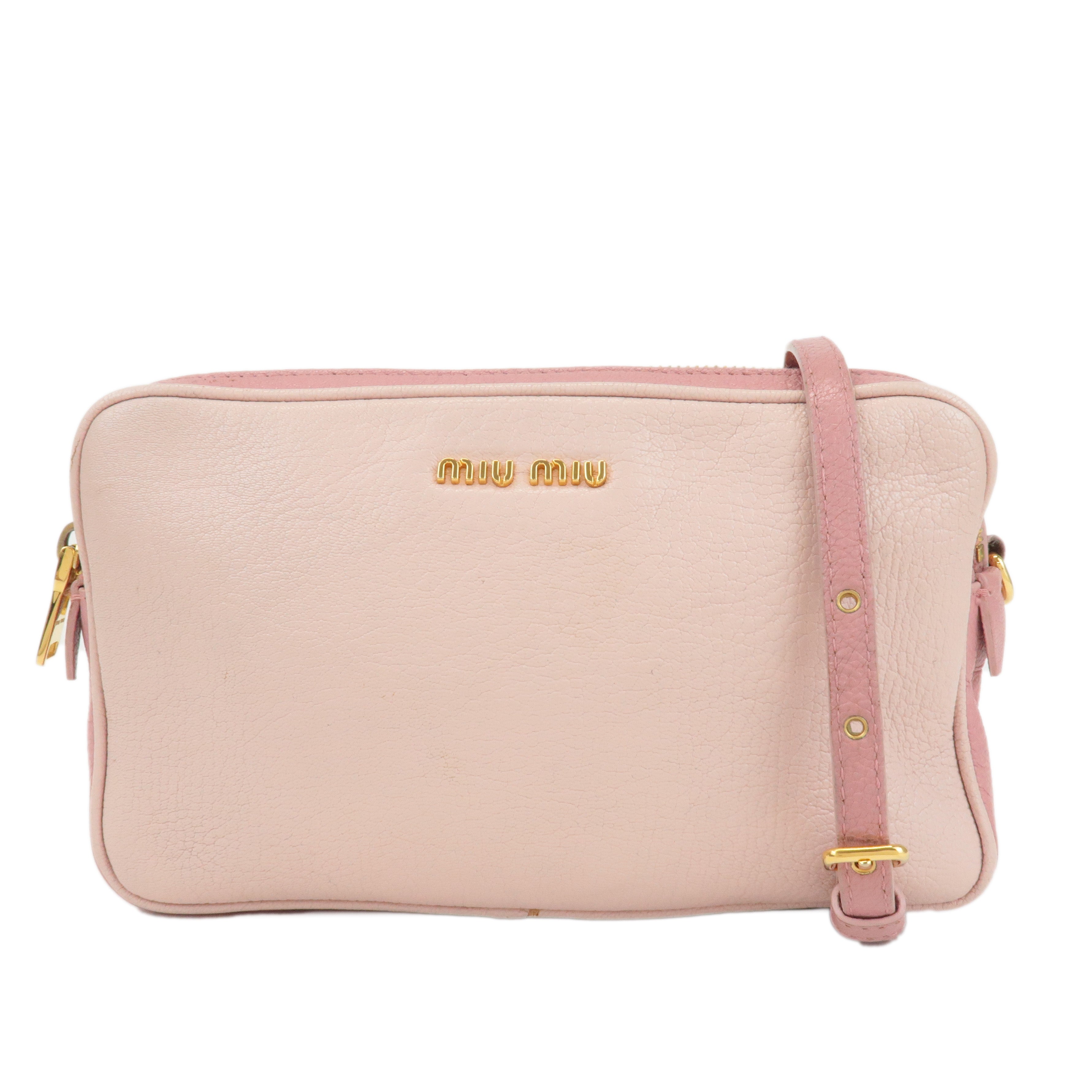 MIU-MIU-Leather-Shoulder-Bag-Hand-Bag-Pink-Light-Pink