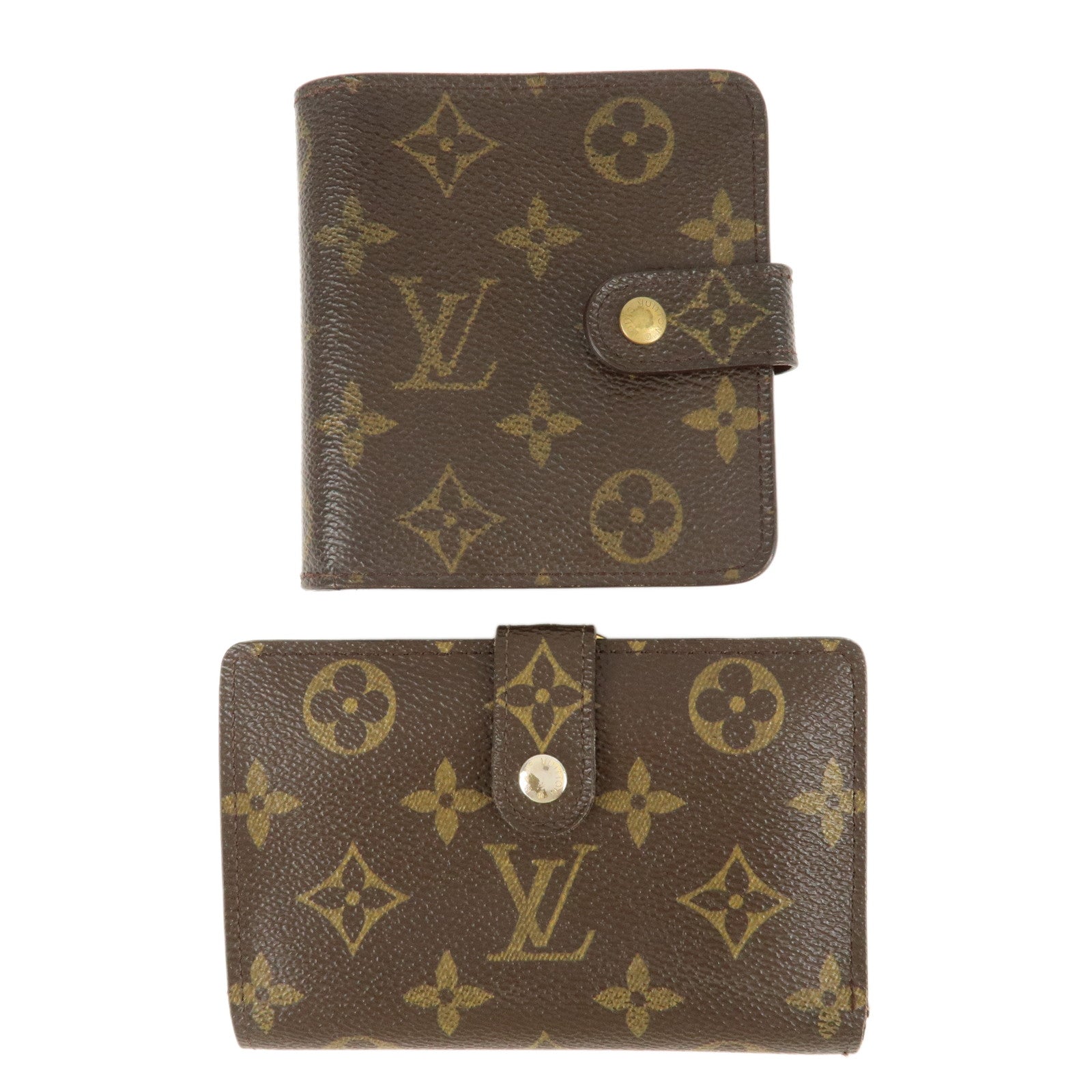 Louis-Vuitton-Set-of-2-Monogram-Porte-Monnaie-Viennese-Compact-Zip