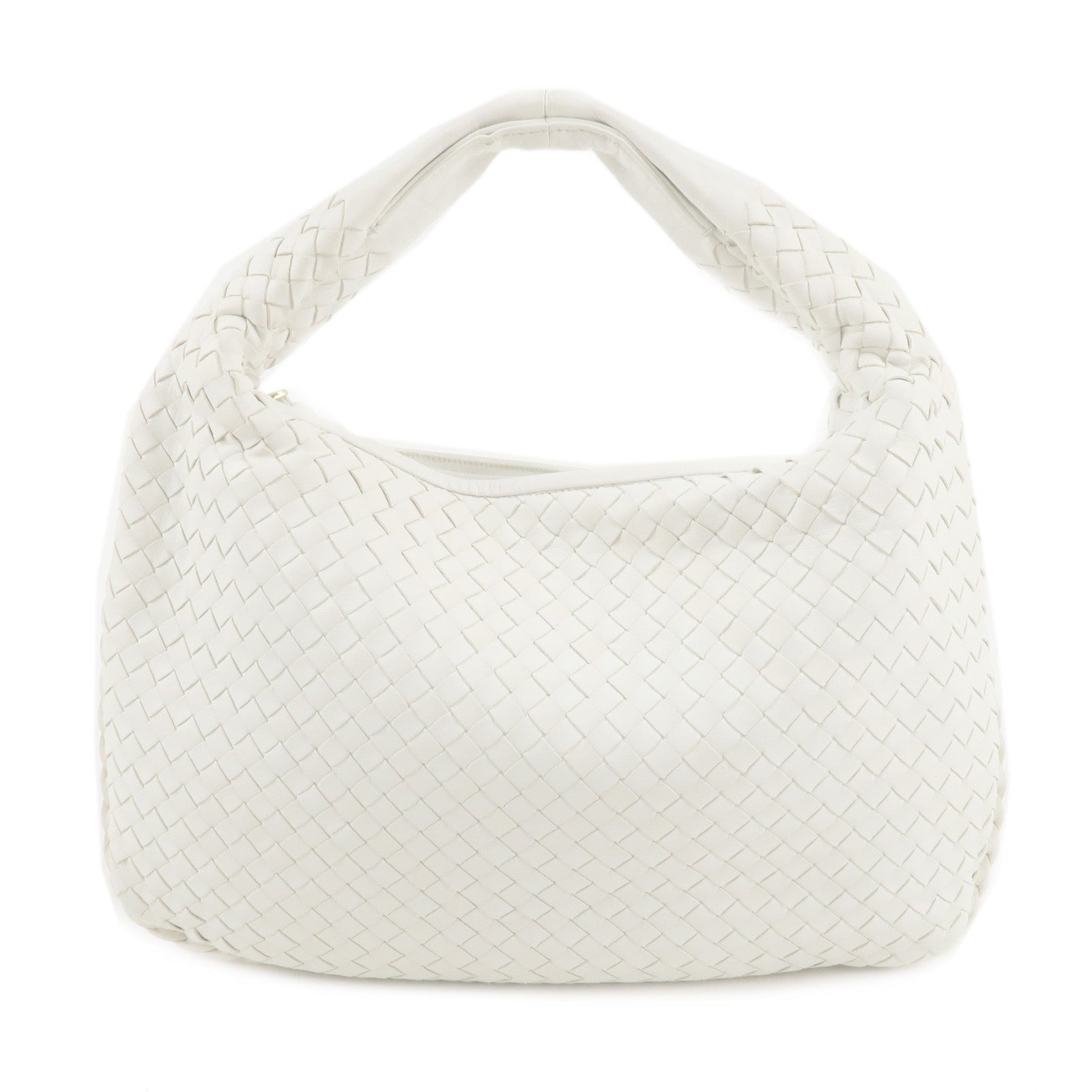 BOTTEGA VENETA Intrecciato Hobo Leather Shoulder Bag White 115653