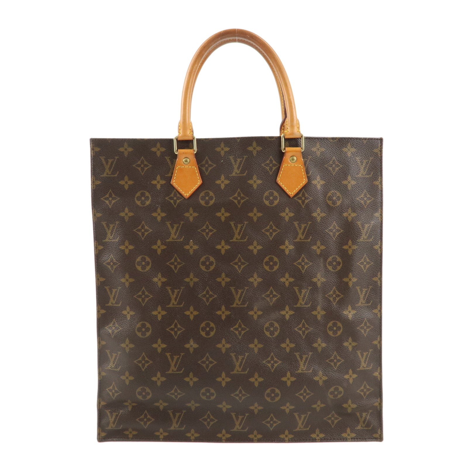 Louis Vuitton Monogram Sac Plat Hand Bag Brown M51140